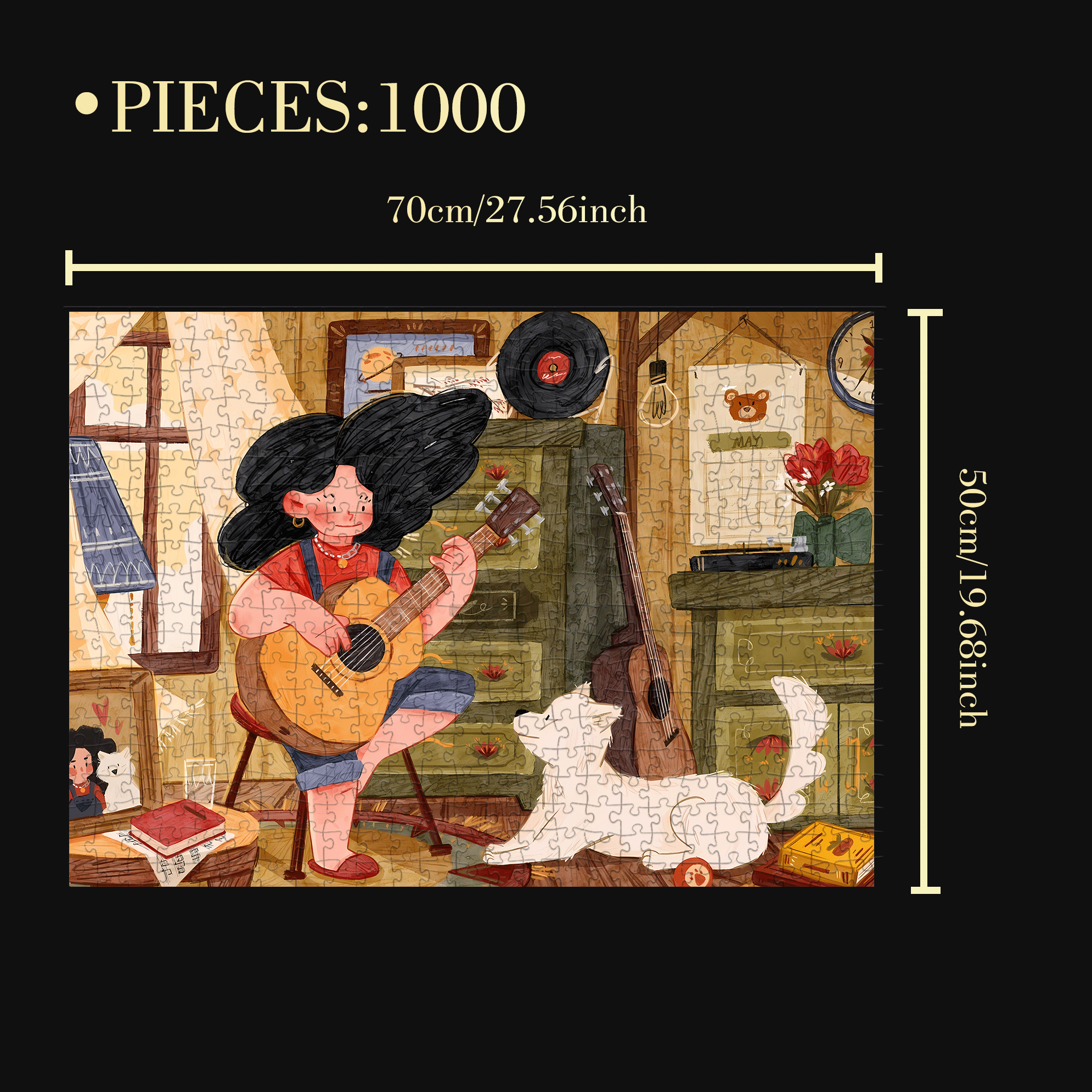 A Slow Afternoon Of Sunshine 500pcs/1000pcs Jigsaw Puzzle, Scratch-Resistant, Interactive Family Game & Brain-Boosting DIY Decor, Perfect for Halloween, Christmas & New Year Gifts, Family Puzzle Game