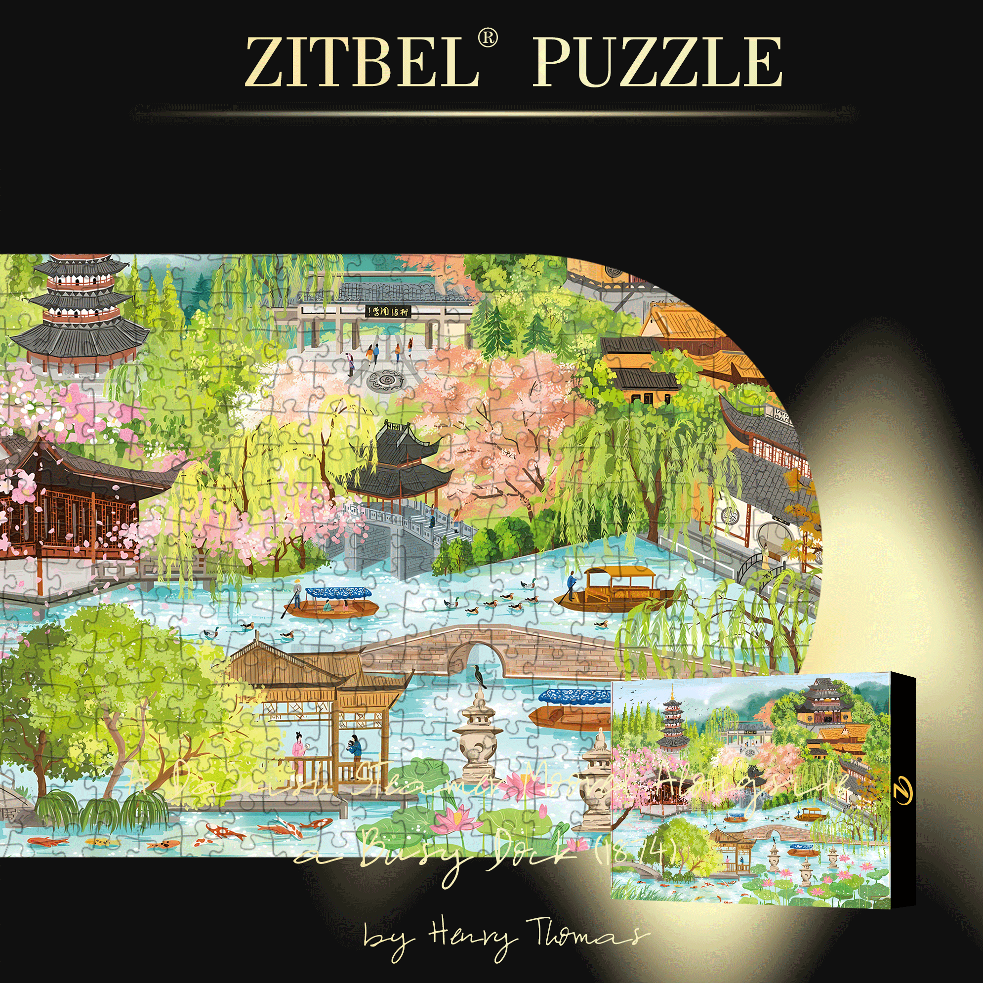A Travelogue of West Lake 500pcs/1000pcs Jigsaw Puzzle, Scratch-Resistant, Interactive Family Game & Brain-Boosting DIY Decor, Perfect for Halloween, Christmas & New Year Gifts, Family Puzzle Game