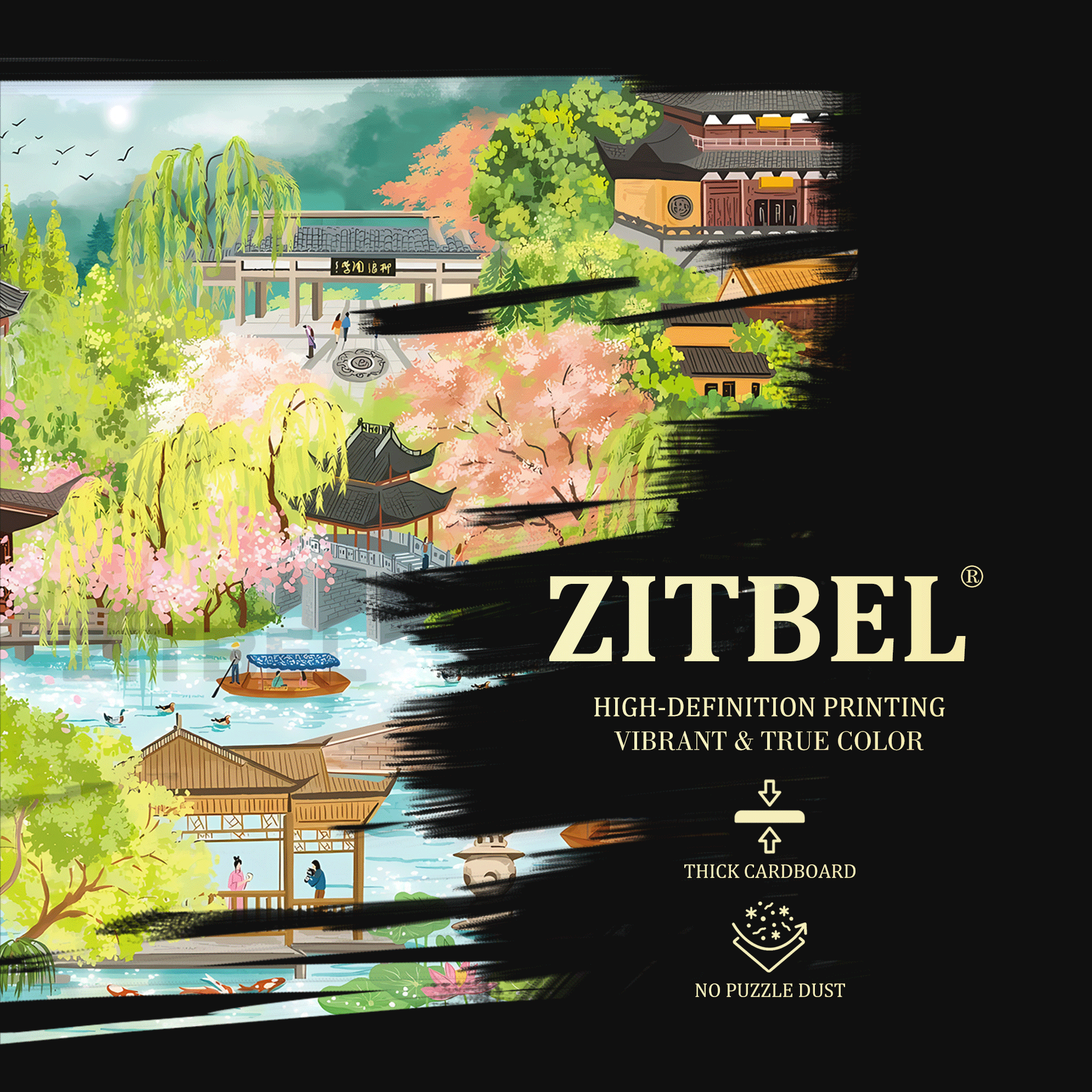 A Travelogue of West Lake 500pcs/1000pcs Jigsaw Puzzle, Scratch-Resistant, Interactive Family Game & Brain-Boosting DIY Decor, Perfect for Halloween, Christmas & New Year Gifts, Family Puzzle Game