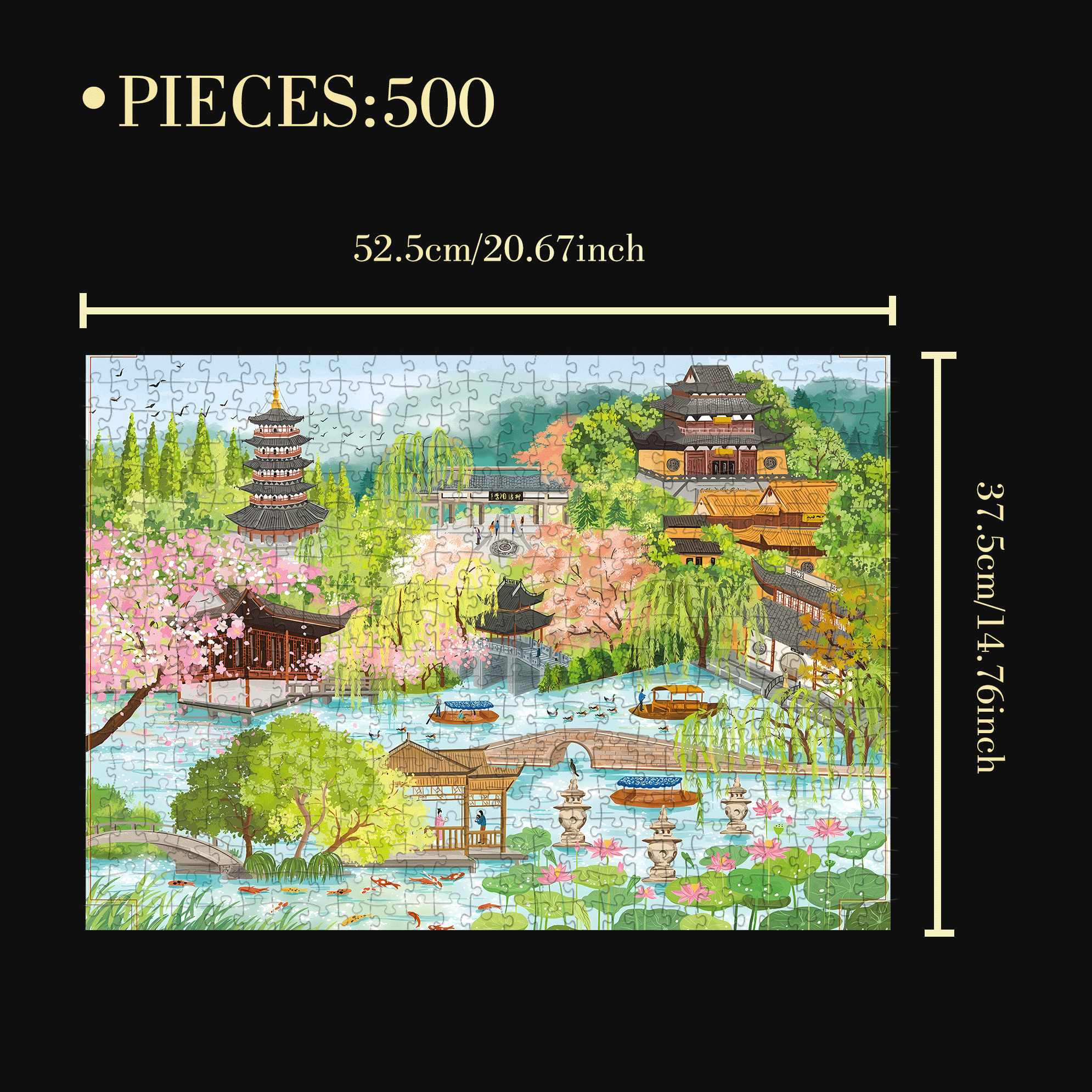 A Travelogue of West Lake 500pcs/1000pcs Jigsaw Puzzle, Scratch-Resistant, Interactive Family Game & Brain-Boosting DIY Decor, Perfect for Halloween, Christmas & New Year Gifts, Family Puzzle Game