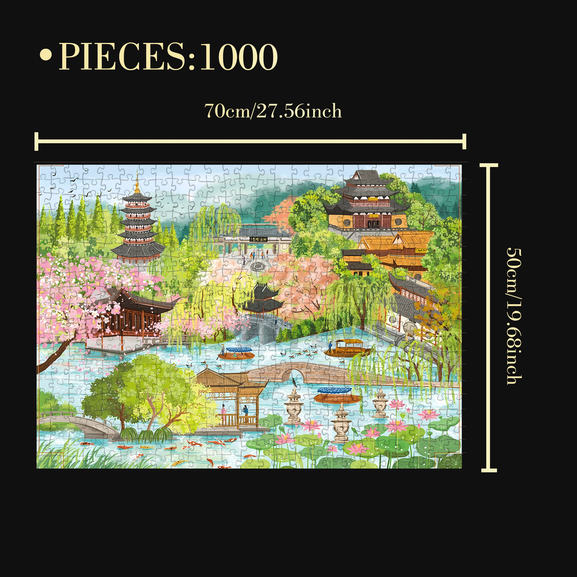 A Travelogue of West Lake 500pcs/1000pcs Jigsaw Puzzle, Scratch-Resistant, Interactive Family Game & Brain-Boosting DIY Decor, Perfect for Halloween, Christmas & New Year Gifts, Family Puzzle Game