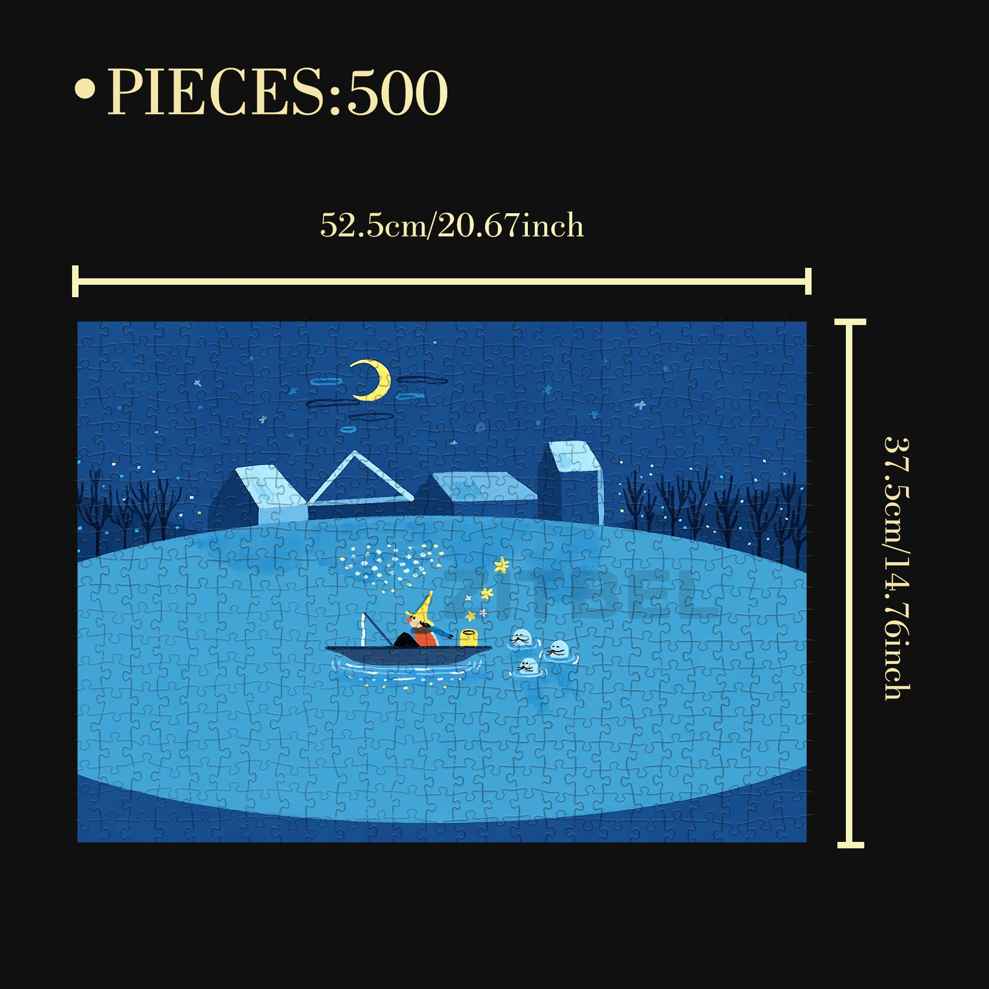 Calm And Tranquil 500pcs/1000pcs Jigsaw Puzzle, Scratch-Resistant, Interactive Family Game & Brain-Boosting DIY Decor, Perfect for Halloween, Christmas & New Year Gifts, Family Puzzle Game