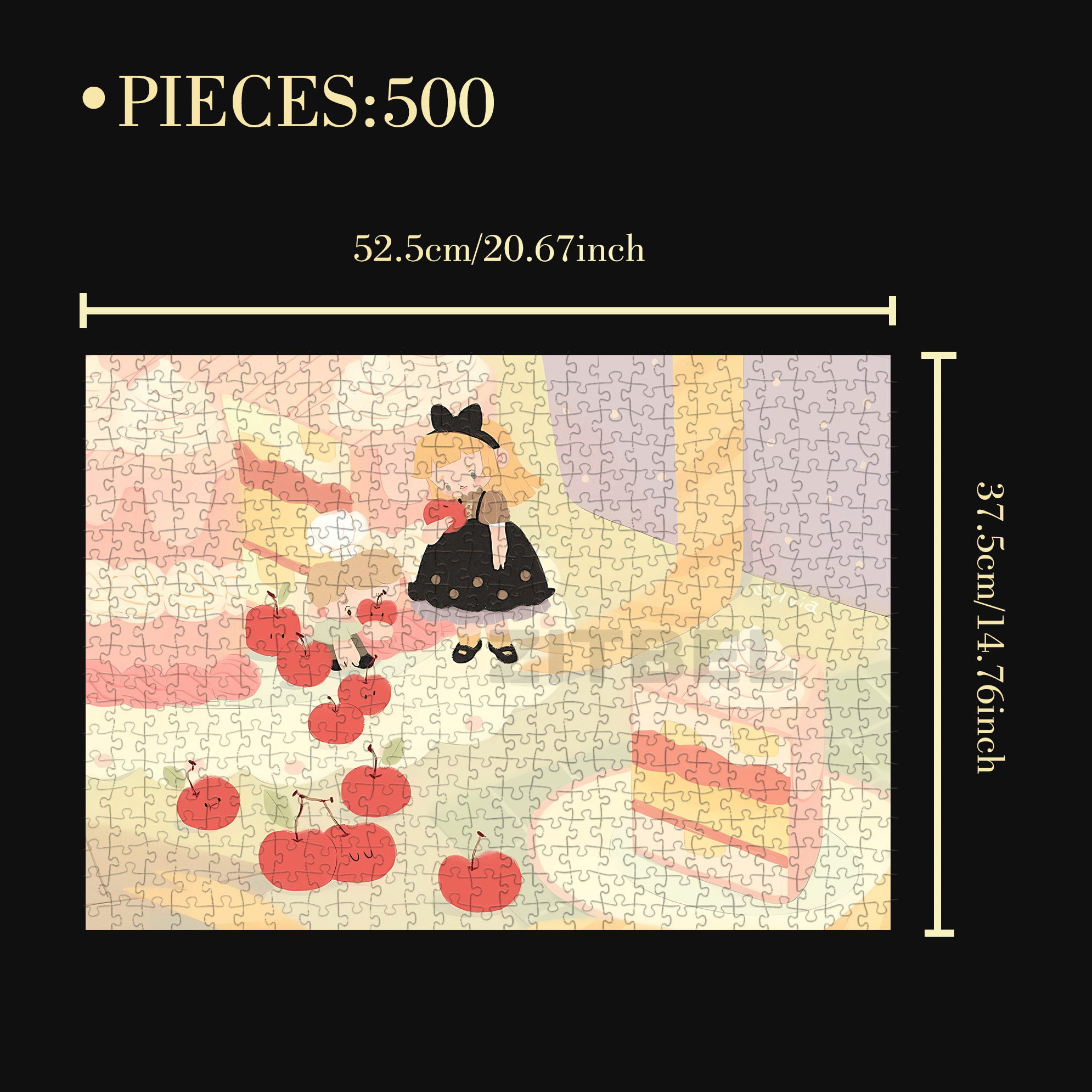 Cherry Cake 500pcs/1000pcs Jigsaw Puzzle, Scratch-Resistant, Interactive Family Game & Brain-Boosting DIY Decor, Perfect for Halloween, Christmas & New Year Gifts, Family Puzzle Game