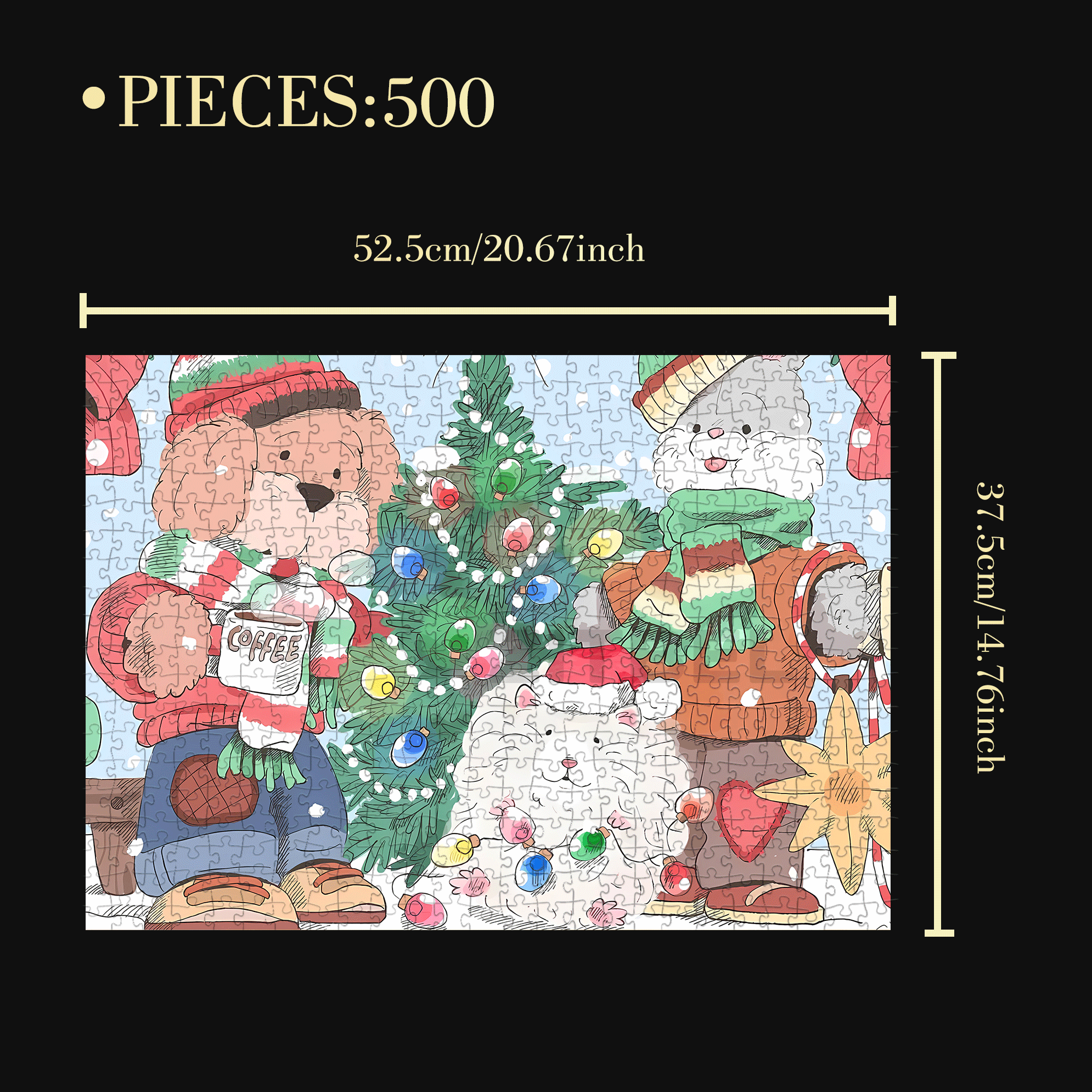 Christmas Gathering 500pcs/1000pcs Jigsaw Puzzle, Scratch-Resistant, Interactive Family Game & Brain-Boosting DIY Decor, Perfect for Halloween, Christmas & New Year Gifts, Family Puzzle Game