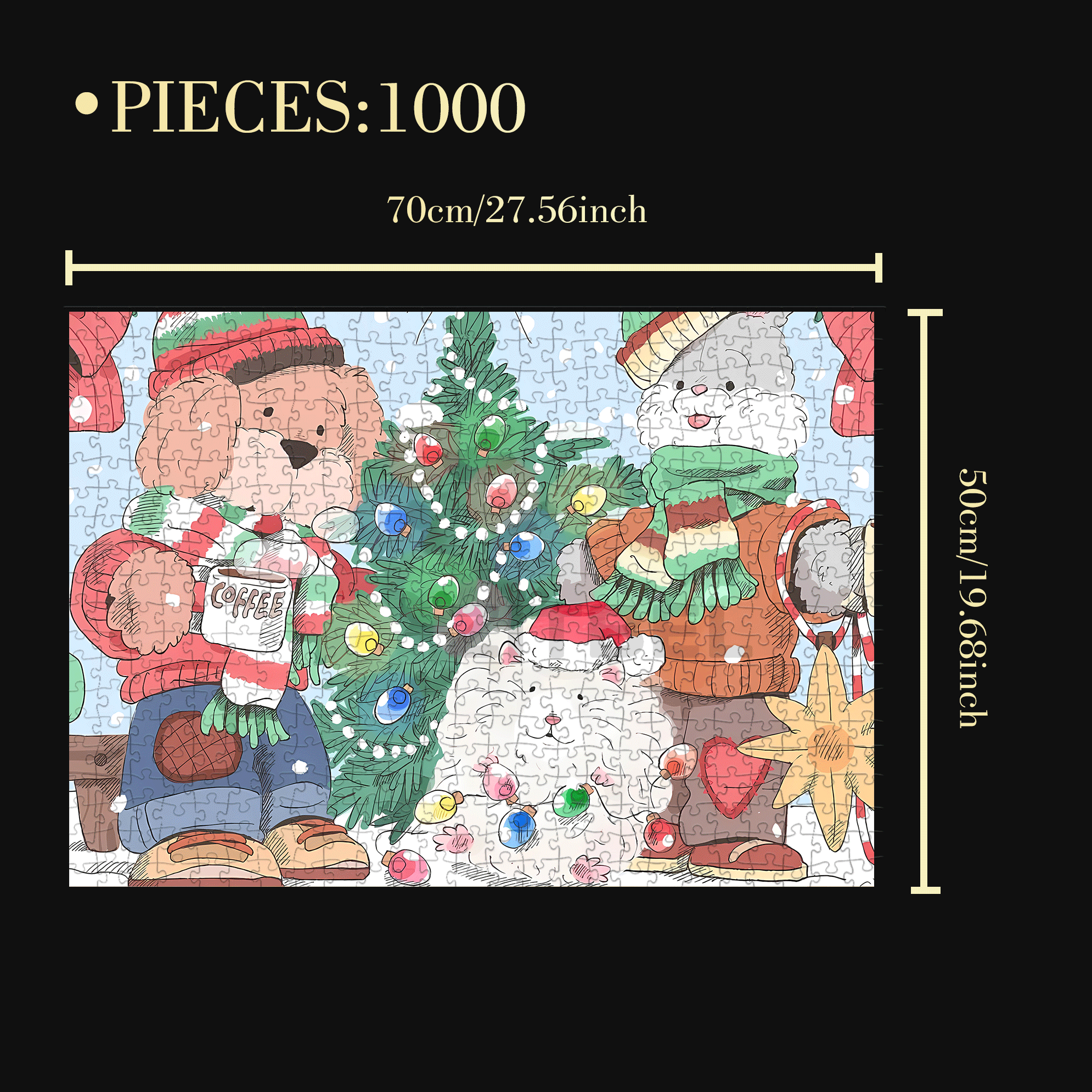 Christmas Gathering 500pcs/1000pcs Jigsaw Puzzle, Scratch-Resistant, Interactive Family Game & Brain-Boosting DIY Decor, Perfect for Halloween, Christmas & New Year Gifts, Family Puzzle Game