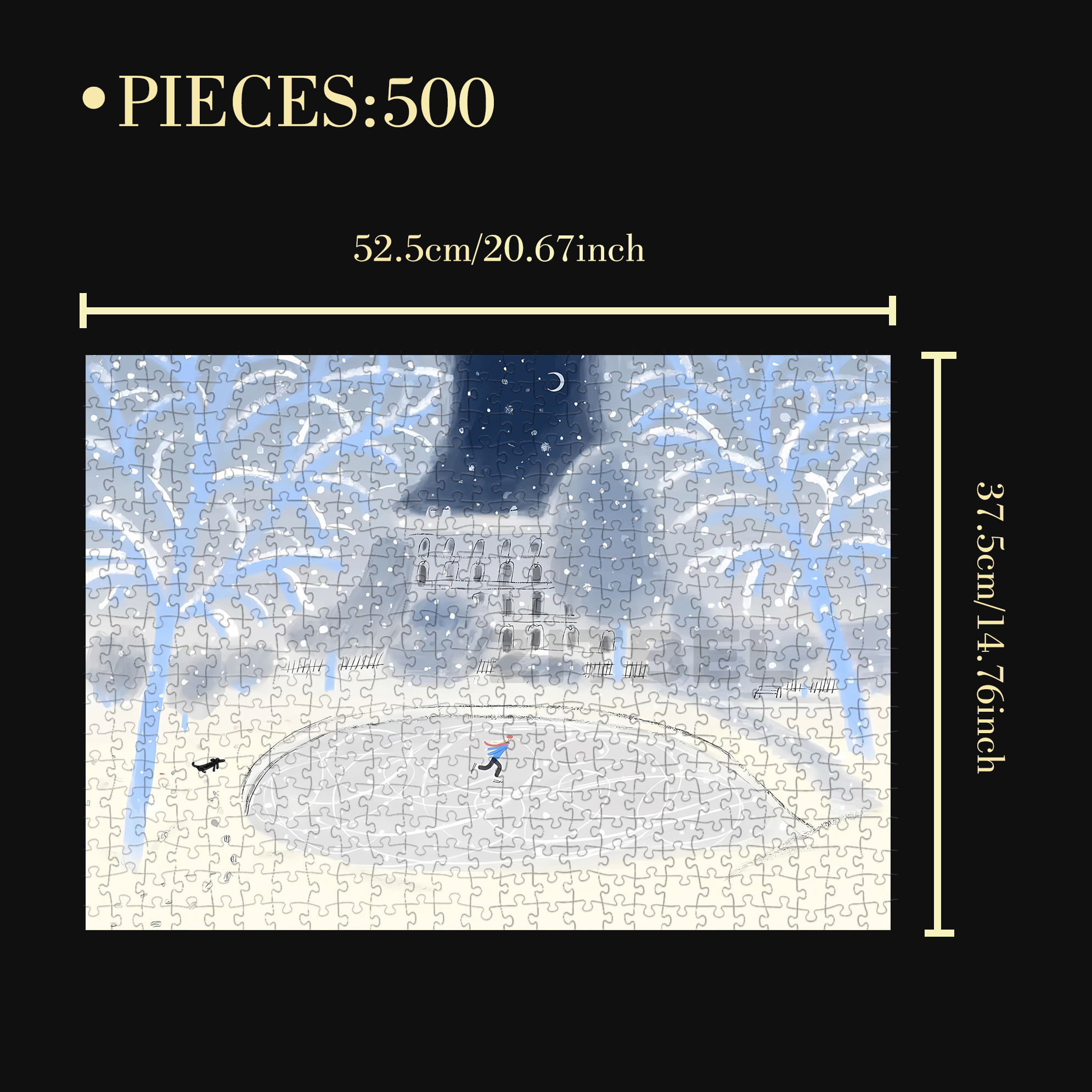 Dancing On Ice At Night 500pcs/1000pcs Jigsaw Puzzle, Scratch-Resistant, Interactive Family Game & Brain-Boosting DIY Decor, Perfect for Halloween, Christmas & New Year Gifts, Family Puzzle Game