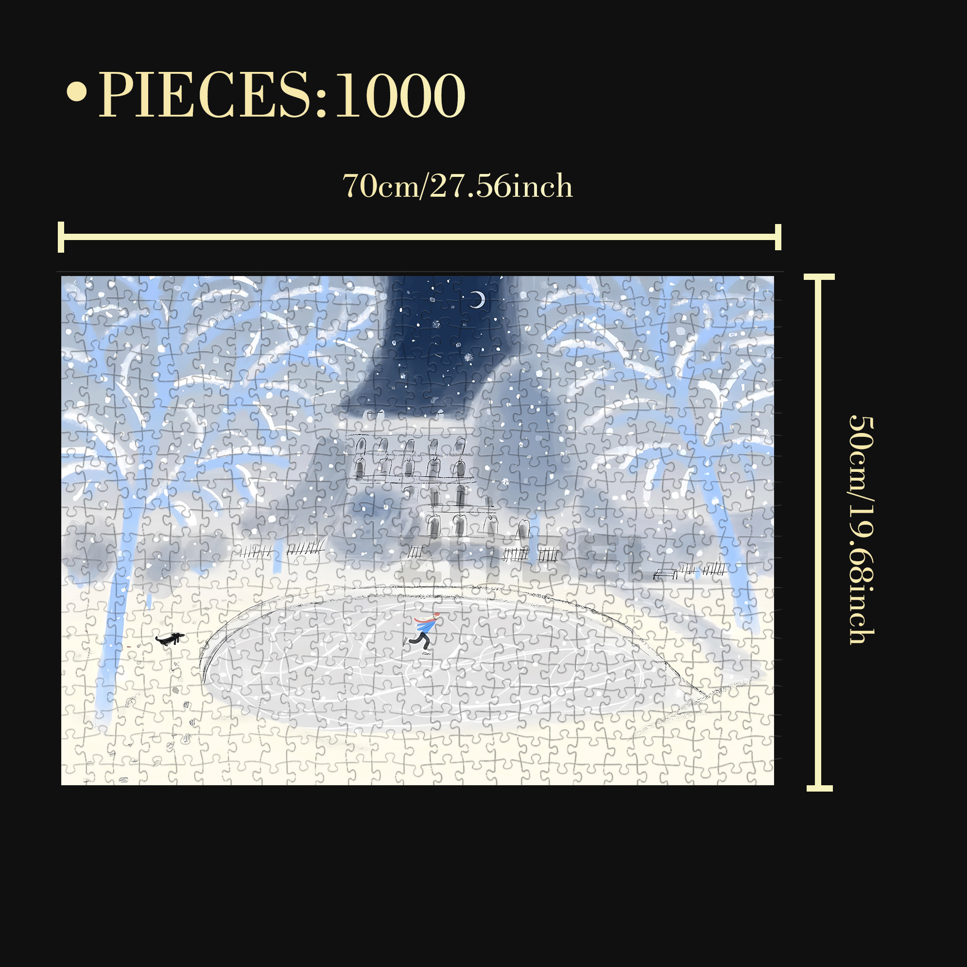Dancing On Ice At Night 500pcs/1000pcs Jigsaw Puzzle, Scratch-Resistant, Interactive Family Game & Brain-Boosting DIY Decor, Perfect for Halloween, Christmas & New Year Gifts, Family Puzzle Game