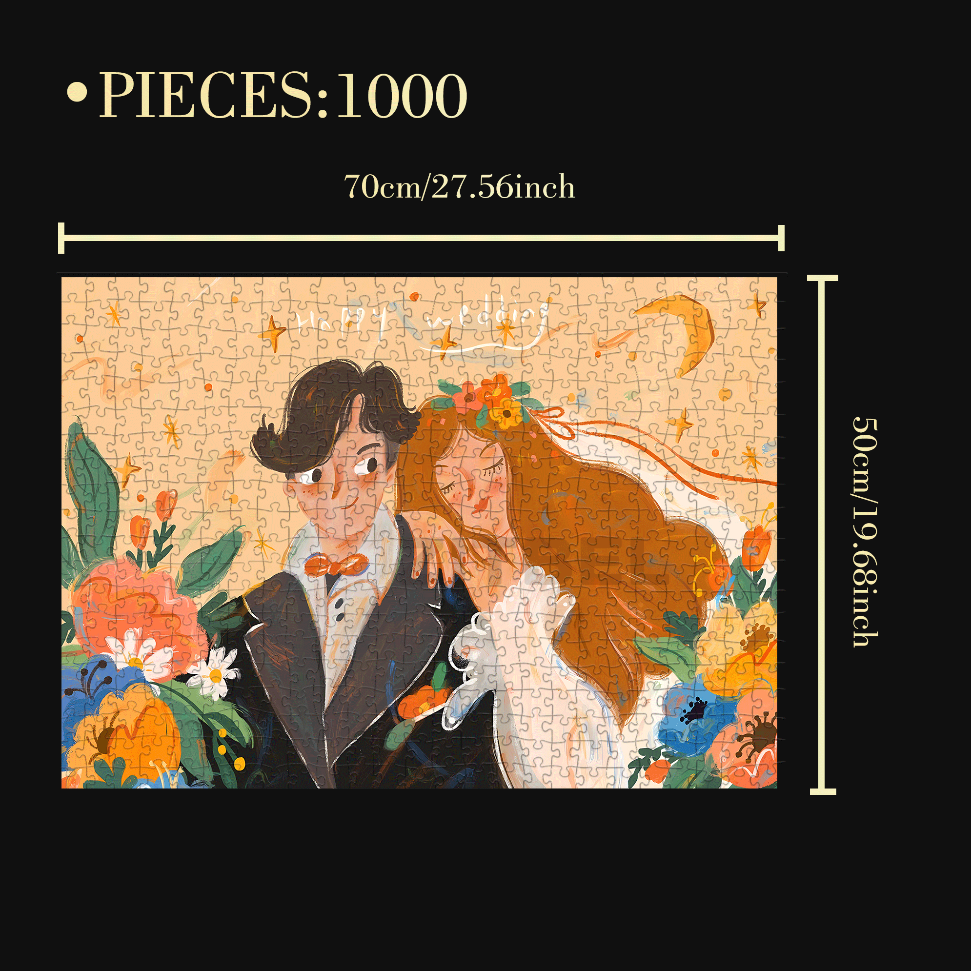 I Wish You Happiness 500pcs/1000pcs Jigsaw Puzzle, Scratch-Resistant, Interactive Family Game & Brain-Boosting DIY Decor, Perfect for Halloween, Christmas & New Year Gifts, Family Puzzle Game