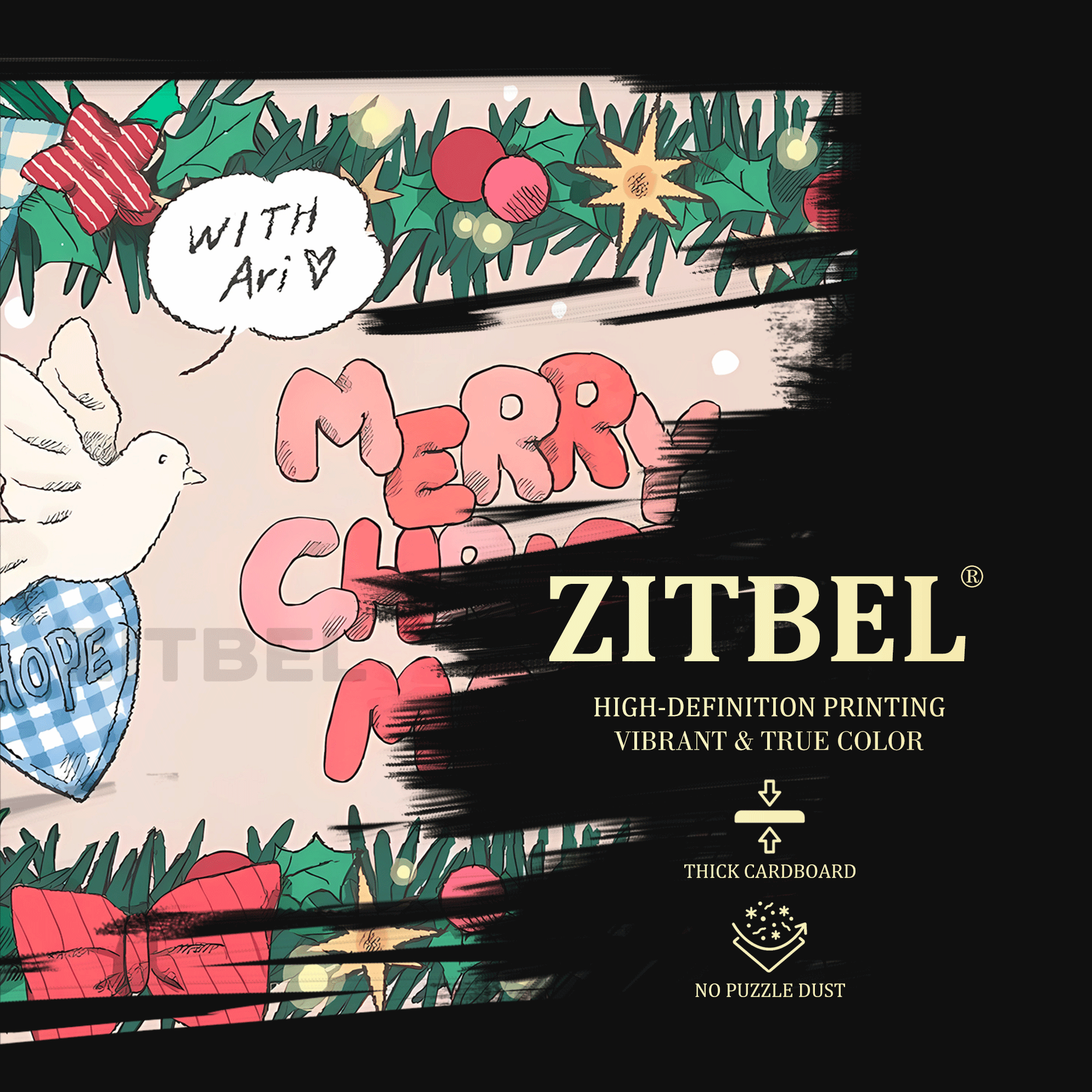 Love & Hope 500pcs/1000pcs Jigsaw Puzzle, Scratch-Resistant, Interactive Family Game & Brain-Boosting DIY Decor, Perfect for Halloween, Christmas & New Year Gifts, Family Puzzle Game