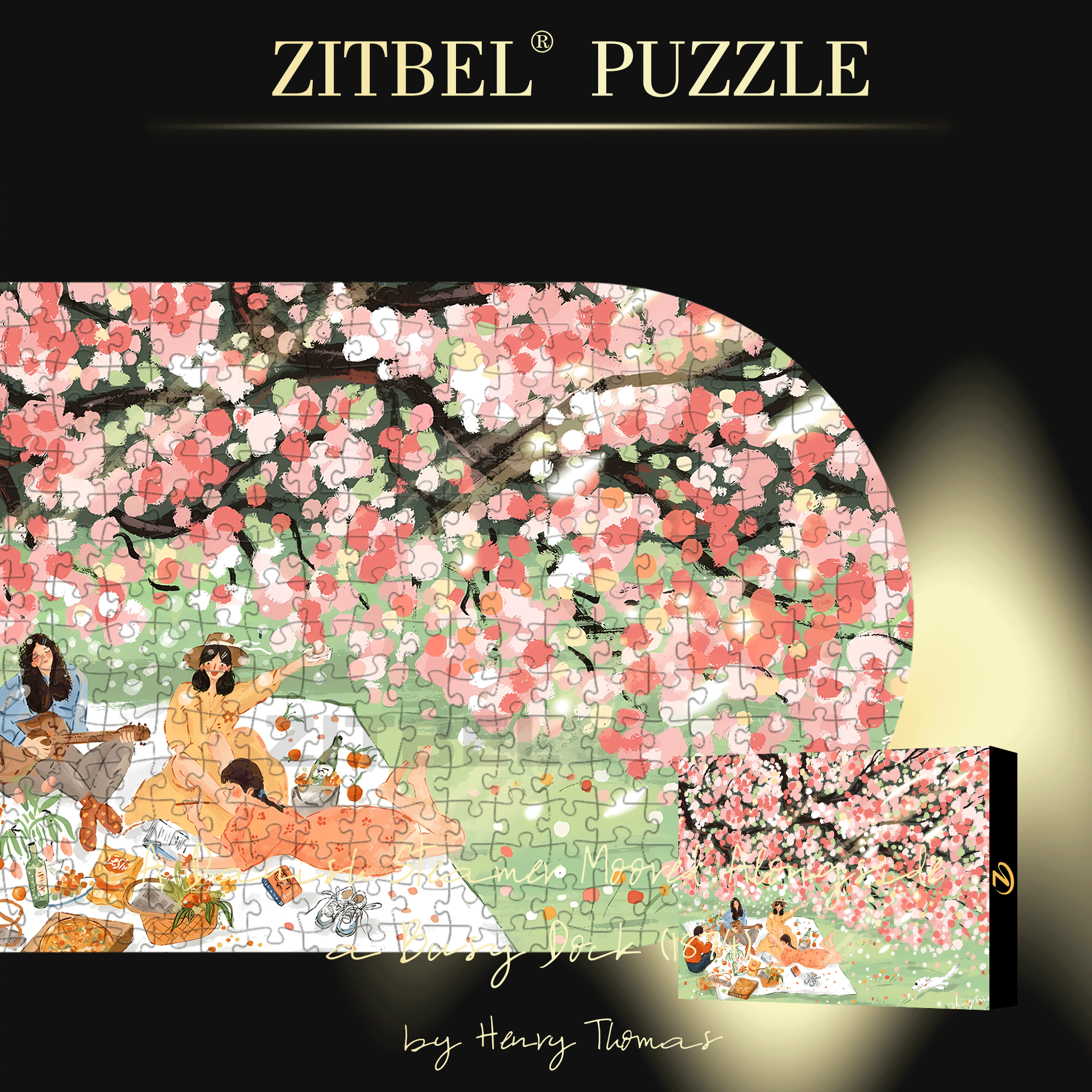 Picnic Under The Flowers 500pcs/1000pcs Jigsaw Puzzle, Scratch-Resistant, Interactive Family Game & Brain-Boosting DIY Decor, Perfect for Halloween, Christmas & New Year Gifts, Family Puzzle Game