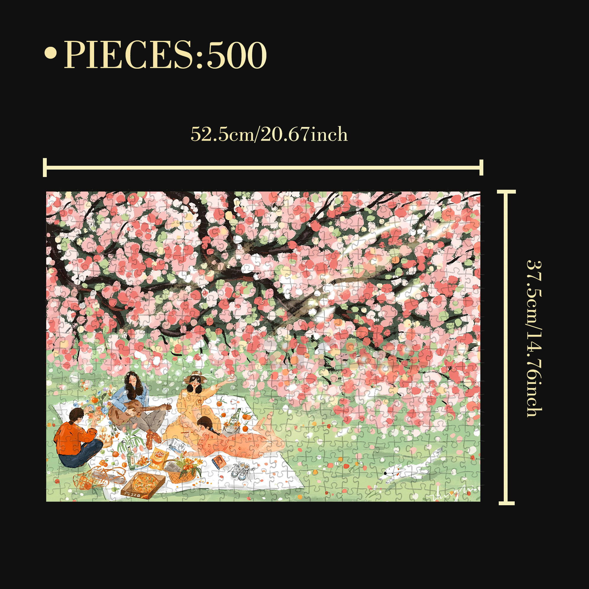 Picnic Under The Flowers 500pcs/1000pcs Jigsaw Puzzle, Scratch-Resistant, Interactive Family Game & Brain-Boosting DIY Decor, Perfect for Halloween, Christmas & New Year Gifts, Family Puzzle Game