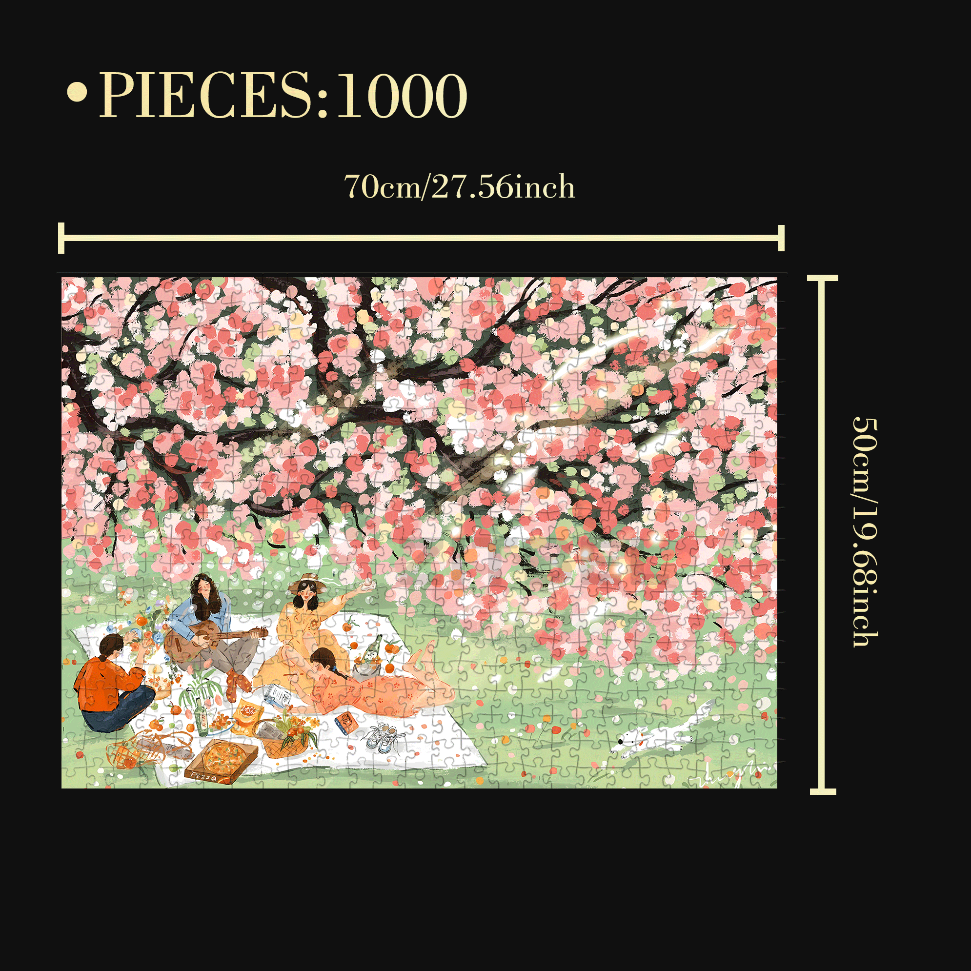 Picnic Under The Flowers 500pcs/1000pcs Jigsaw Puzzle, Scratch-Resistant, Interactive Family Game & Brain-Boosting DIY Decor, Perfect for Halloween, Christmas & New Year Gifts, Family Puzzle Game