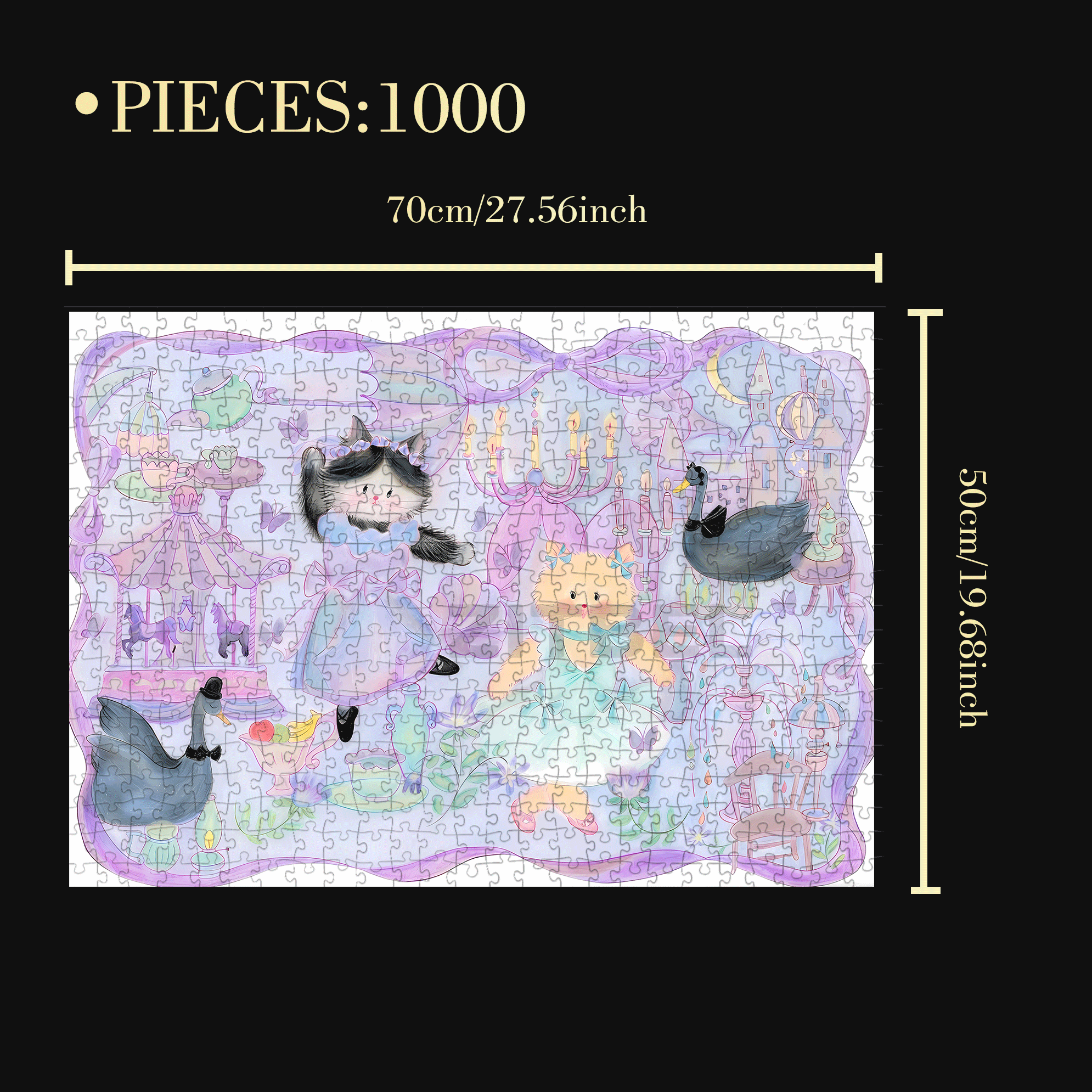 Purple Velvet 500pcs/1000pcs Jigsaw Puzzle, Scratch-Resistant, Interactive Family Game & Brain-Boosting DIY Decor, Perfect for Halloween, Christmas & New Year Gifts, Family Puzzle Game