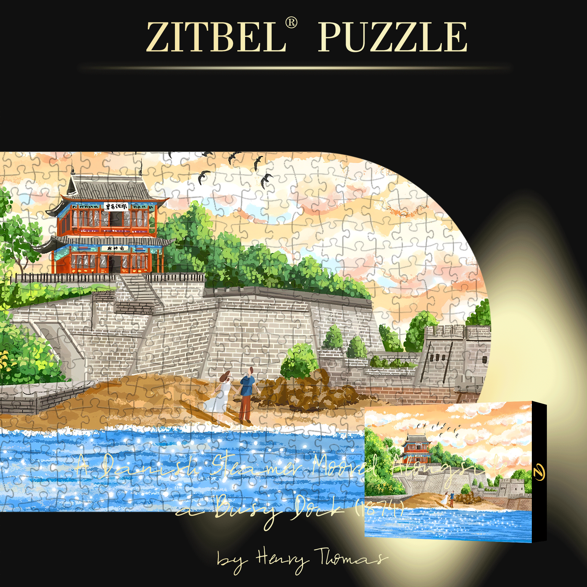 Qinhuangdao, Hebei 3 500pcs/1000pcs Jigsaw Puzzle, Scratch-Resistant, Interactive Family Game & Brain-Boosting DIY Decor, Perfect for Halloween, Christmas & New Year Gifts, Family Puzzle Game