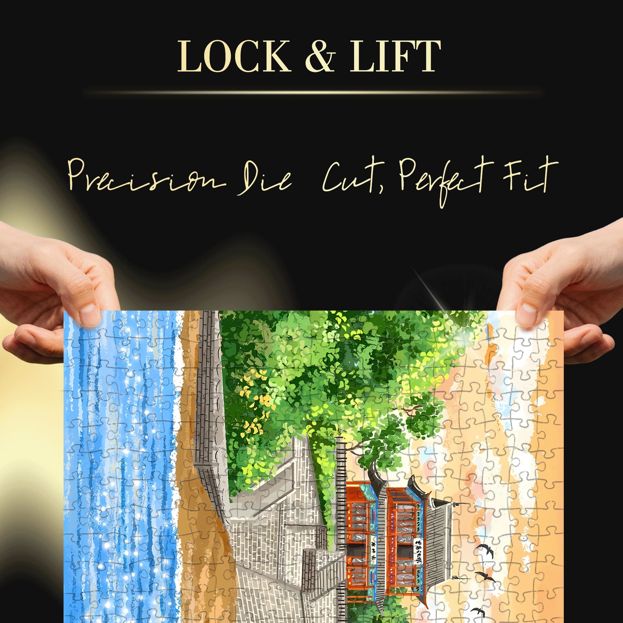 Qinhuangdao, Hebei 3 500pcs/1000pcs Jigsaw Puzzle, Scratch-Resistant, Interactive Family Game & Brain-Boosting DIY Decor, Perfect for Halloween, Christmas & New Year Gifts, Family Puzzle Game