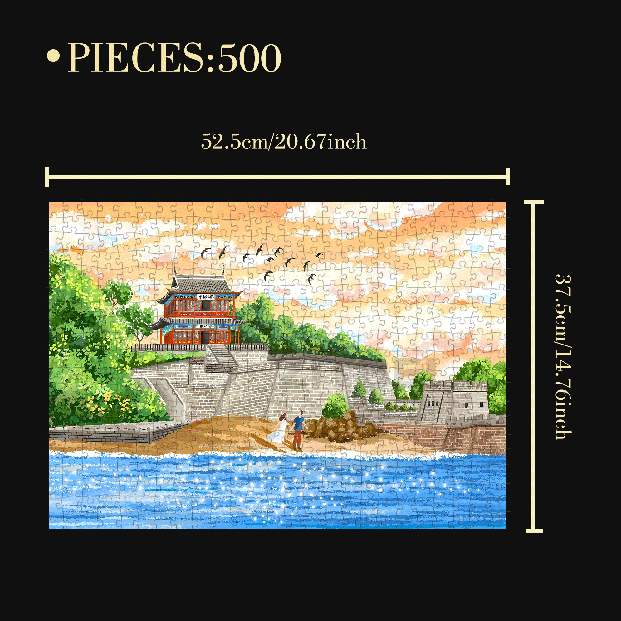 Qinhuangdao, Hebei 3 500pcs/1000pcs Jigsaw Puzzle, Scratch-Resistant, Interactive Family Game & Brain-Boosting DIY Decor, Perfect for Halloween, Christmas & New Year Gifts, Family Puzzle Game