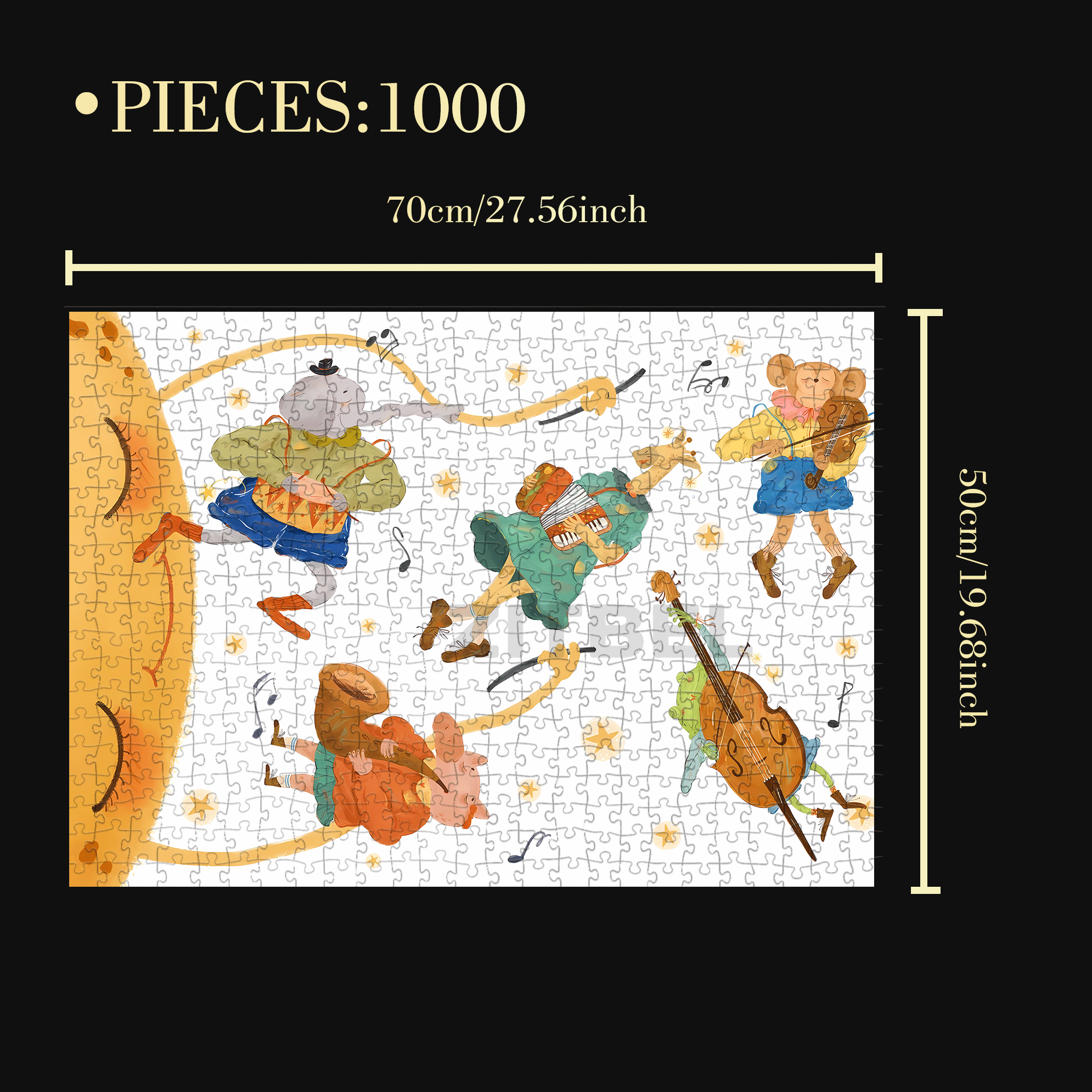 Star and Moon Zoo 500pcs/1000pcs Jigsaw Puzzle, Scratch-Resistant, Interactive Family Game & Brain-Boosting DIY Decor, Perfect for Halloween, Christmas & New Year Gifts, Family Puzzle Game