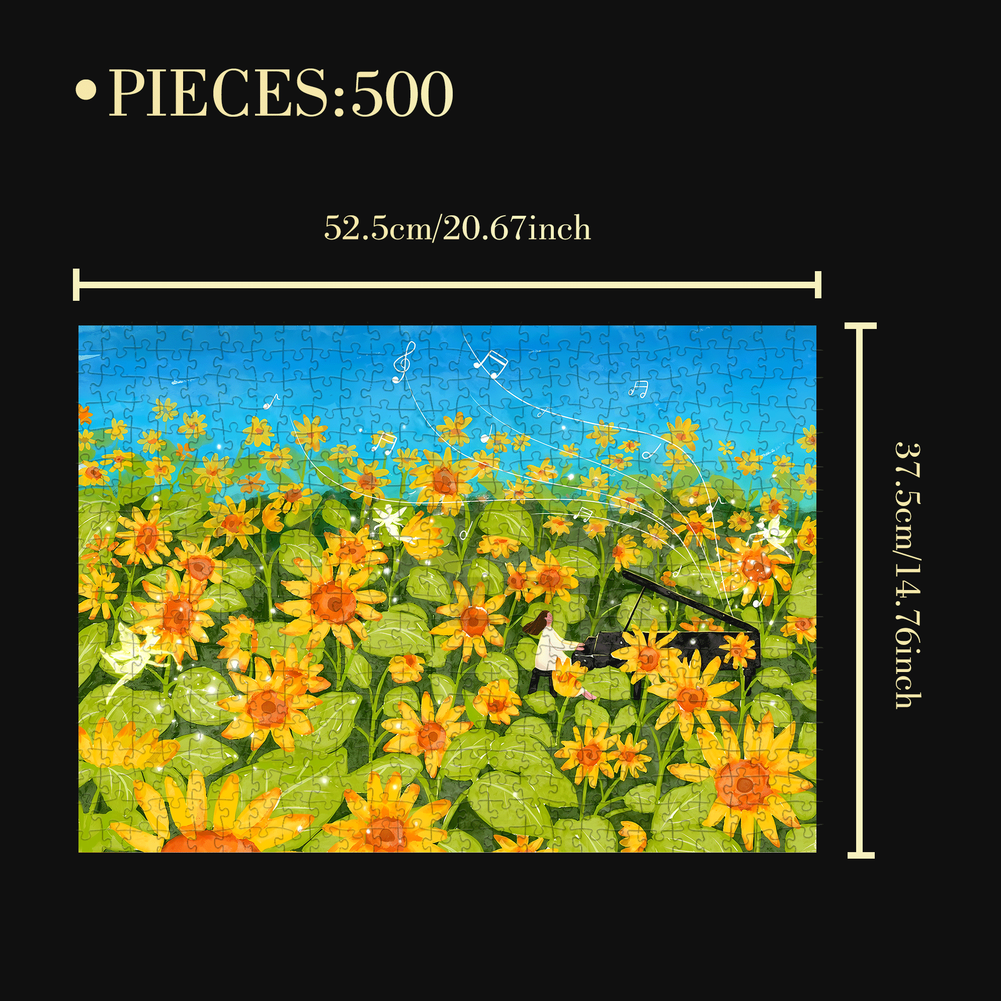 Sunflower Song 500pcs/1000pcs Jigsaw Puzzle, Scratch-Resistant, Interactive Family Game & Brain-Boosting DIY Decor, Perfect for Halloween, Christmas & New Year Gifts, Family Puzzle Game