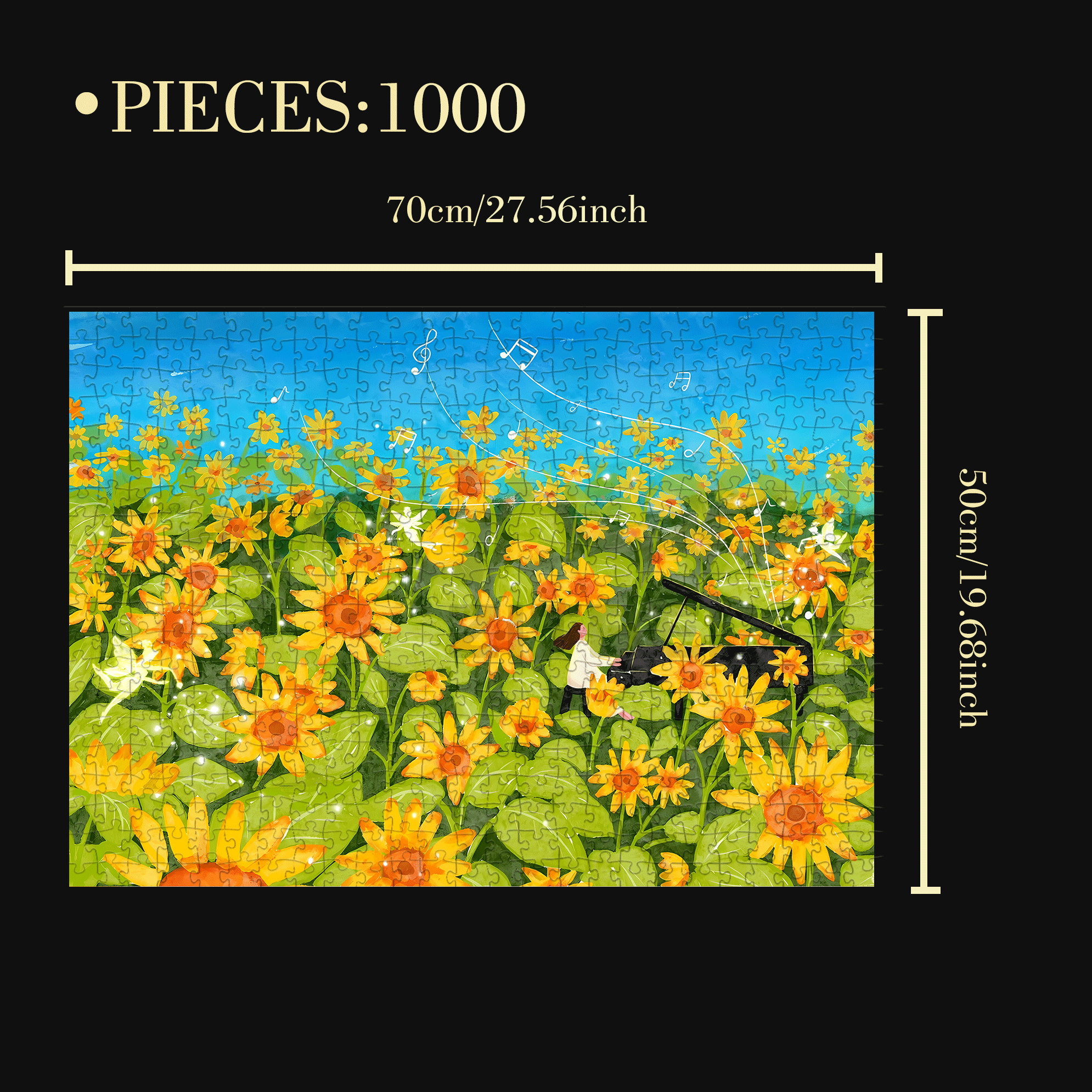 Sunflower Song 500pcs/1000pcs Jigsaw Puzzle, Scratch-Resistant, Interactive Family Game & Brain-Boosting DIY Decor, Perfect for Halloween, Christmas & New Year Gifts, Family Puzzle Game