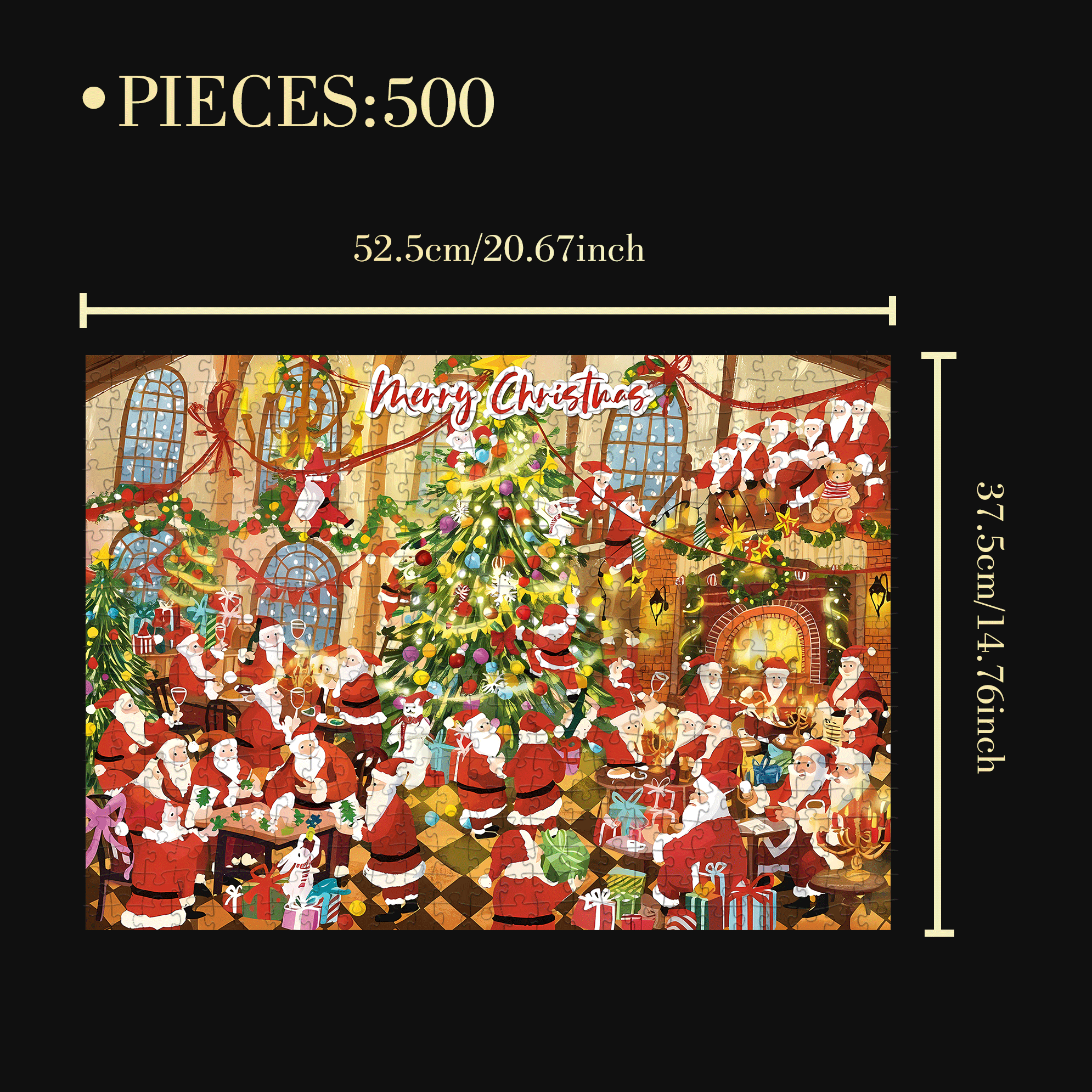 Winter Christmas Party 500pcs/1000pcs Jigsaw Puzzle, Scratch-Resistant, Interactive Family Game & Brain-Boosting DIY Decor, Perfect for Halloween, Christmas & New Year Gifts, Family Puzzle Game