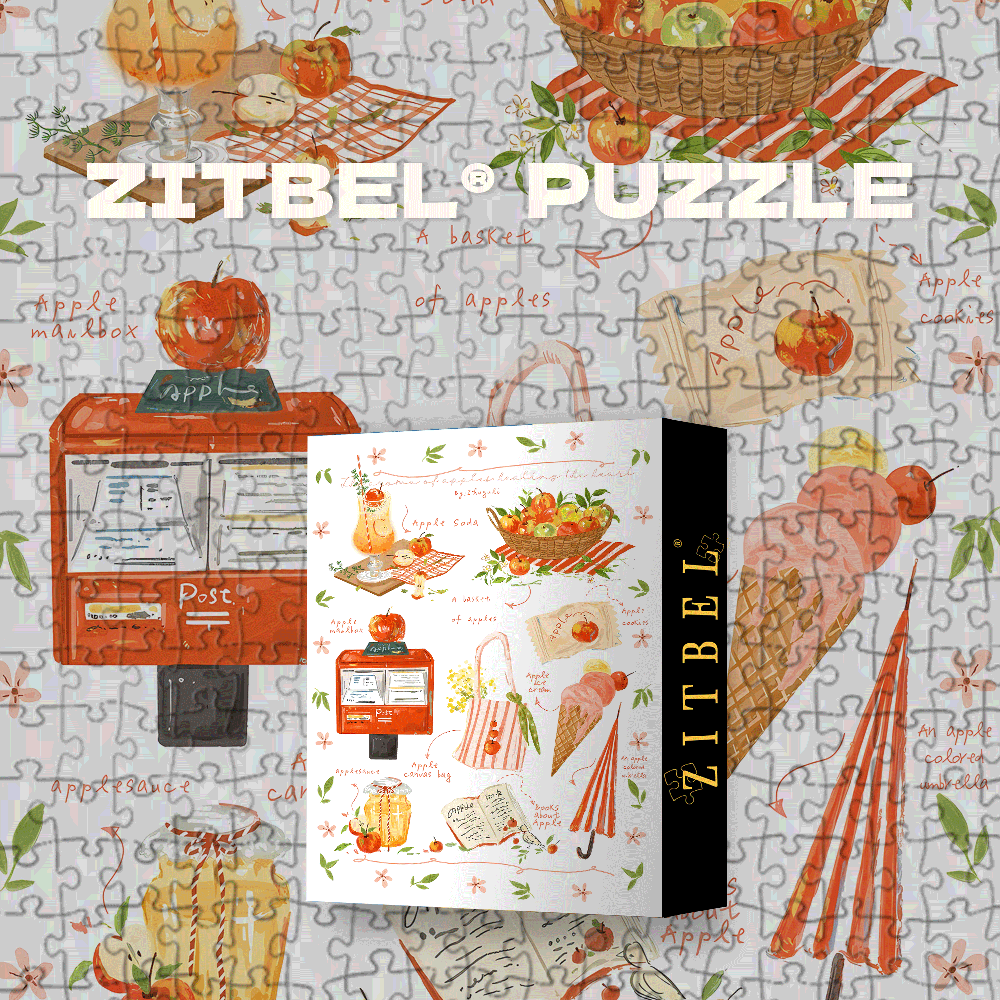 Apple Soda 500pcs/1000pcs Jigsaw Puzzle, Scratch-Resistant, Interactive Family Game & Brain-Boosting DIY Decor, Perfect for Halloween, Christmas & New Year Gifts, Family Puzzle Game