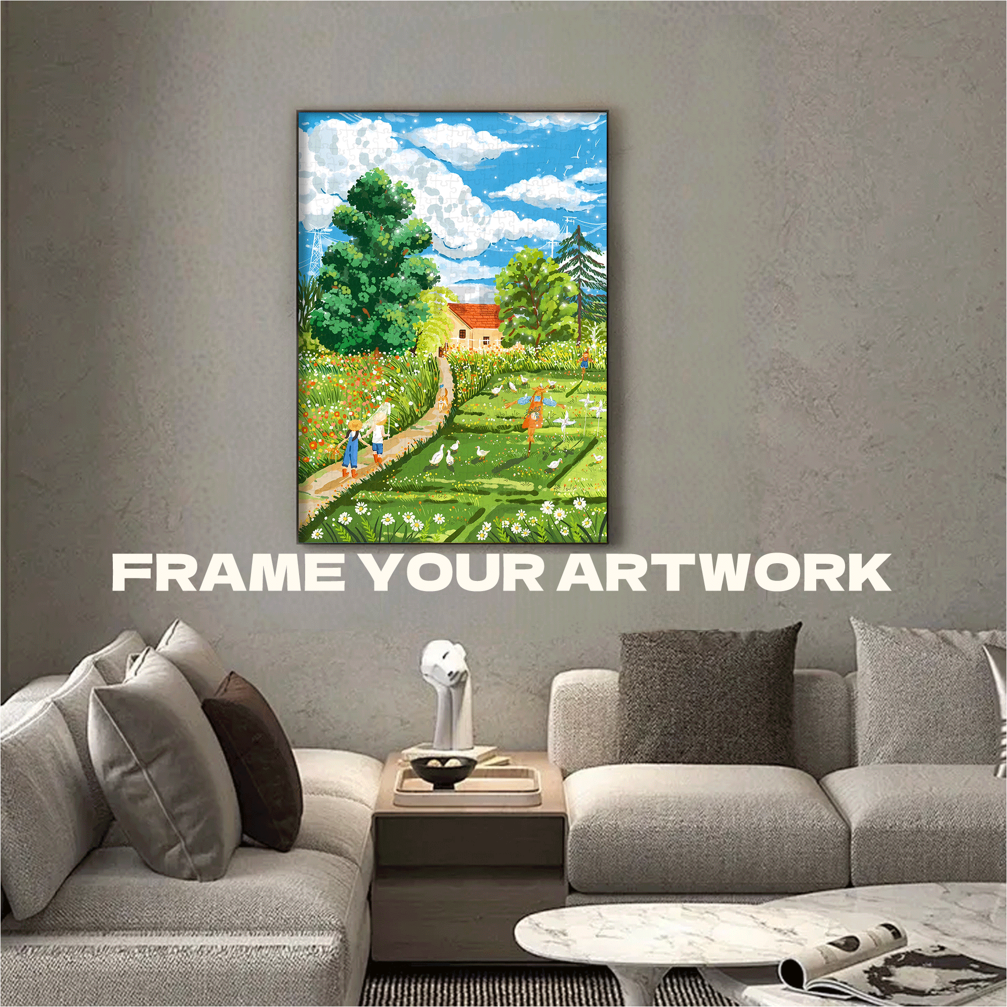 Childhood Country Lanes 500pcs/1000pcs Jigsaw Puzzle, Scratch-Resistant, Interactive Family Game & Brain-Boosting DIY Decor, Perfect for Halloween, Christmas & New Year Gifts, Family Puzzle Game