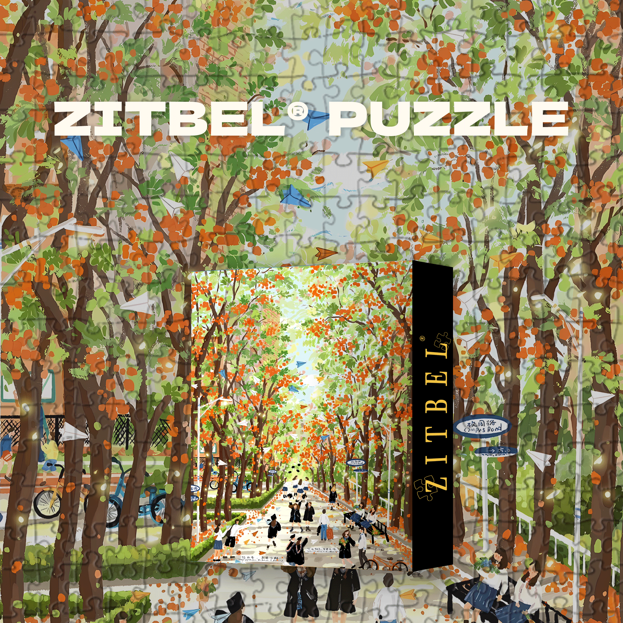 Graduation Season 500pcs/1000pcs Jigsaw Puzzle, Scratch-Resistant, Interactive Family Game & Brain-Boosting DIY Decor, Perfect for Halloween, Christmas & New Year Gifts, Family Puzzle Game