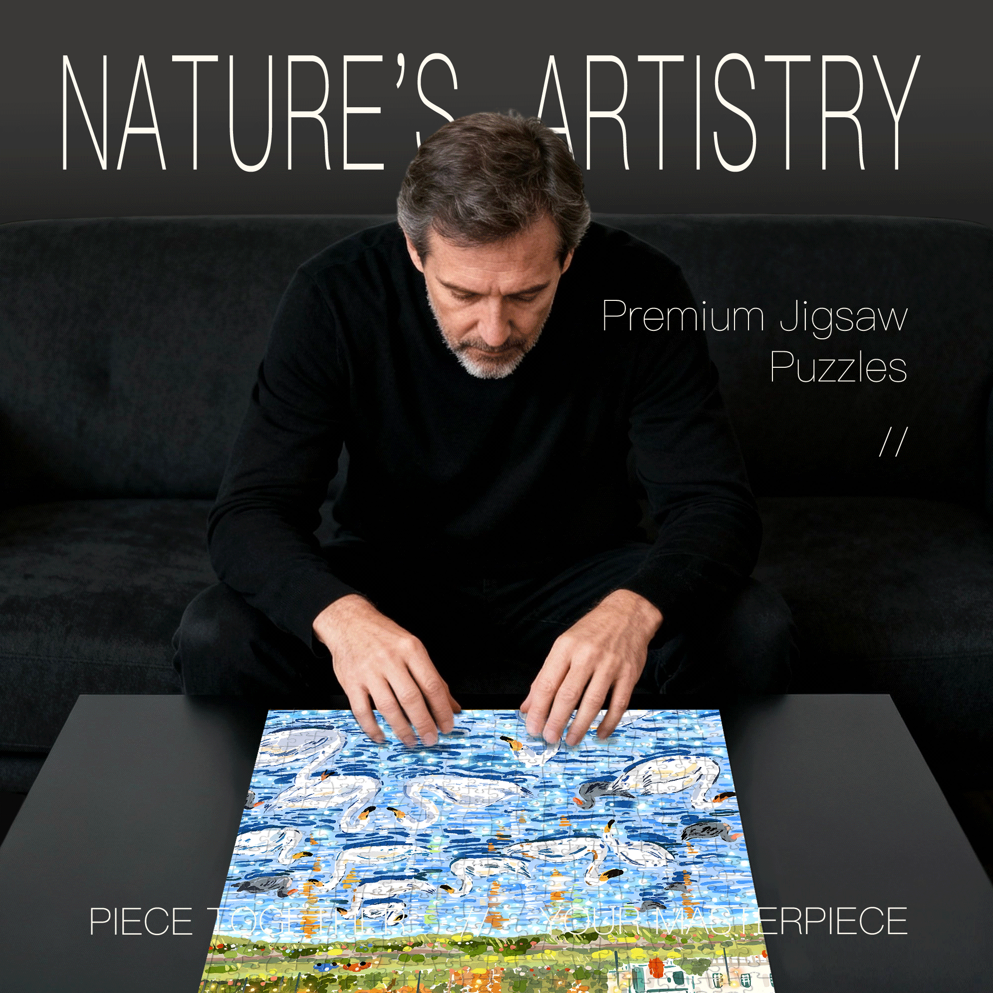 Iceland Swan Lake 500pcs/1000pcs Jigsaw Puzzle, Scratch-Resistant, Interactive Family Game & Brain-Boosting DIY Decor, Perfect for Halloween, Christmas & New Year Gifts, Family Puzzle Game