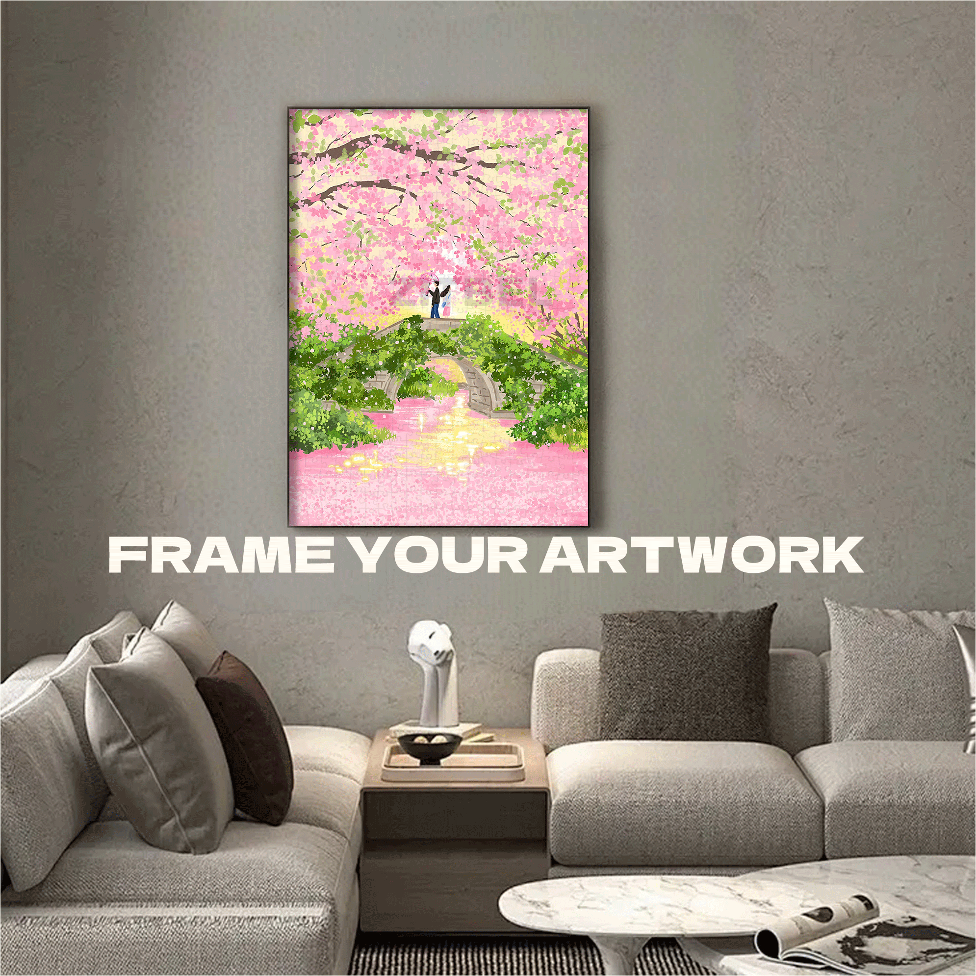 Love In The Blossom Season 500pcs/1000pcs Jigsaw Puzzle, Scratch-Resistant, Interactive Family Game & Brain-Boosting DIY Decor, Perfect for Halloween, Christmas & New Year Gifts, Family Puzzle Game