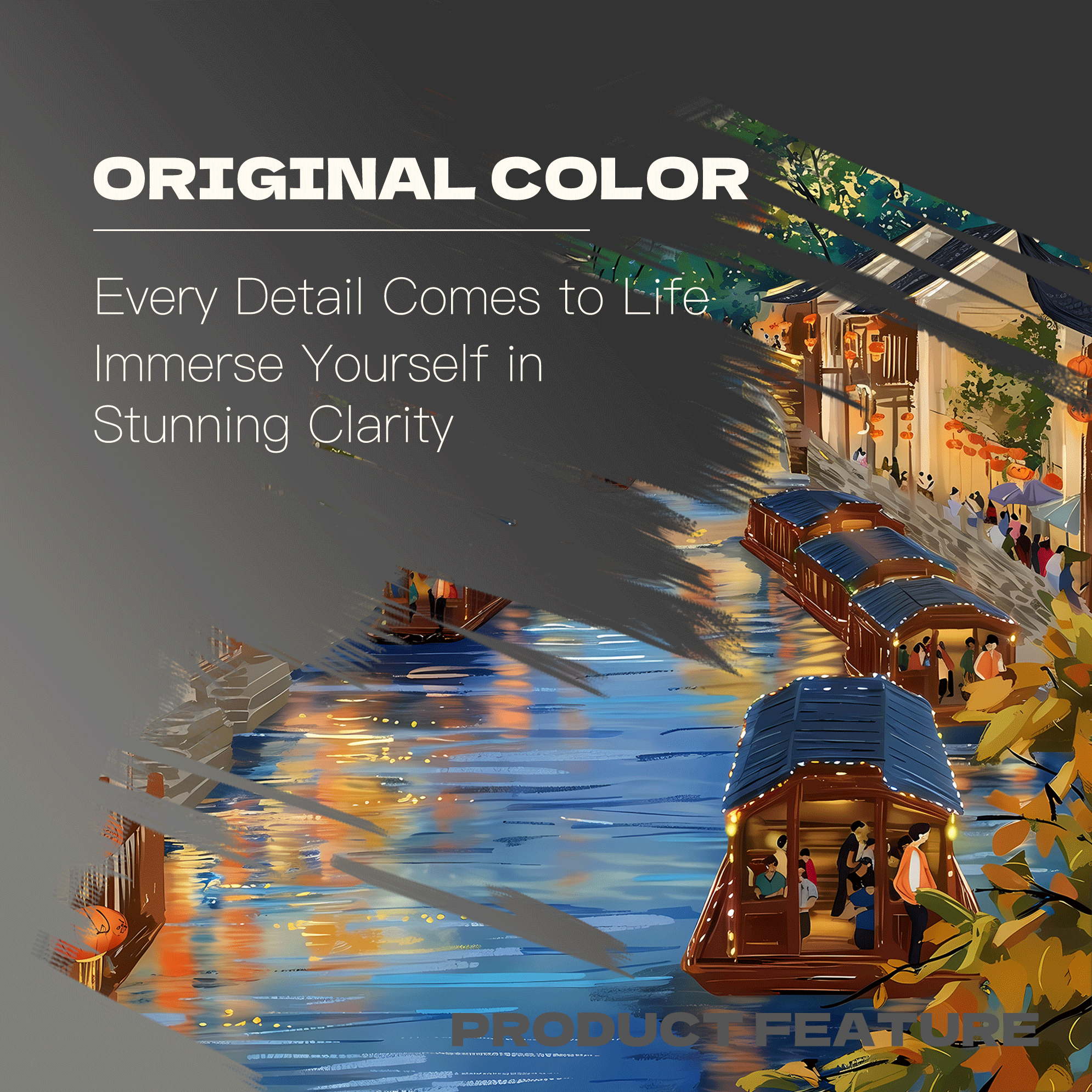 Moonlit Water Village 500pcs/1000pcs Jigsaw Puzzle, Scratch-Resistant, Interactive Family Game & Brain-Boosting DIY Decor, Perfect for Halloween, Christmas & New Year Gifts, Family Puzzle Game
