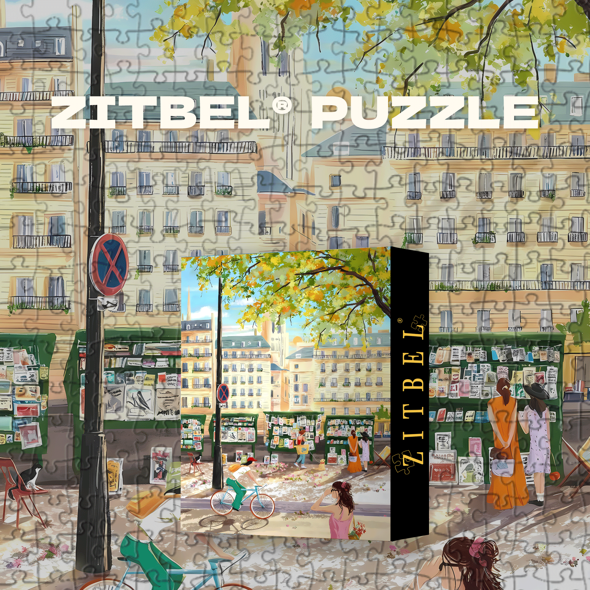 Paris Bookstalls 500pcs/1000pcs Jigsaw Puzzle, Scratch-Resistant, Interactive Family Game & Brain-Boosting DIY Decor, Perfect for Halloween, Christmas & New Year Gifts, Family Puzzle Game