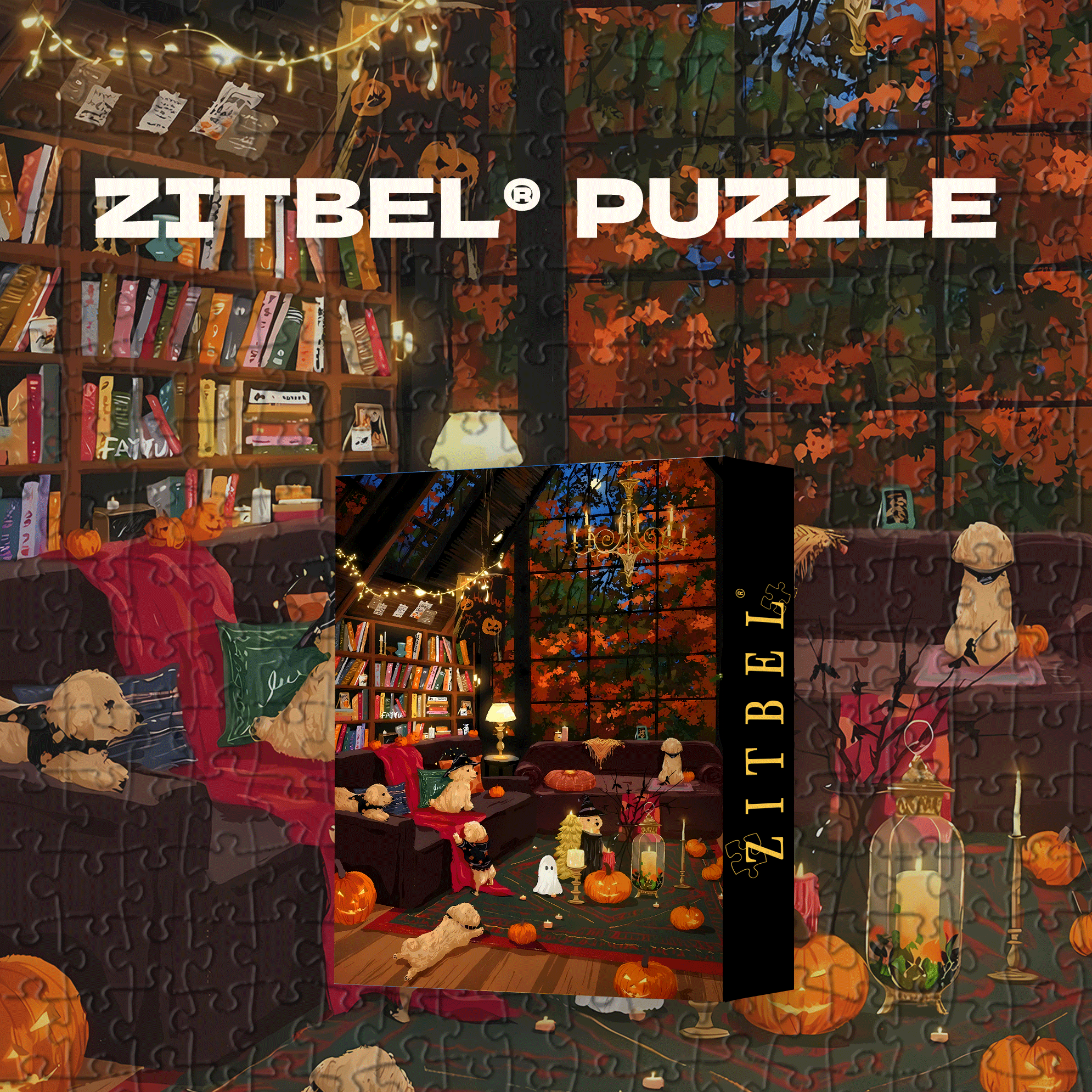 Puppy Halloween Party 500pcs/1000pcs Jigsaw Puzzle, Scratch-Resistant, Interactive Family Game & Brain-Boosting DIY Decor, Perfect for Halloween, Christmas & New Year Gifts, Family Puzzle Game