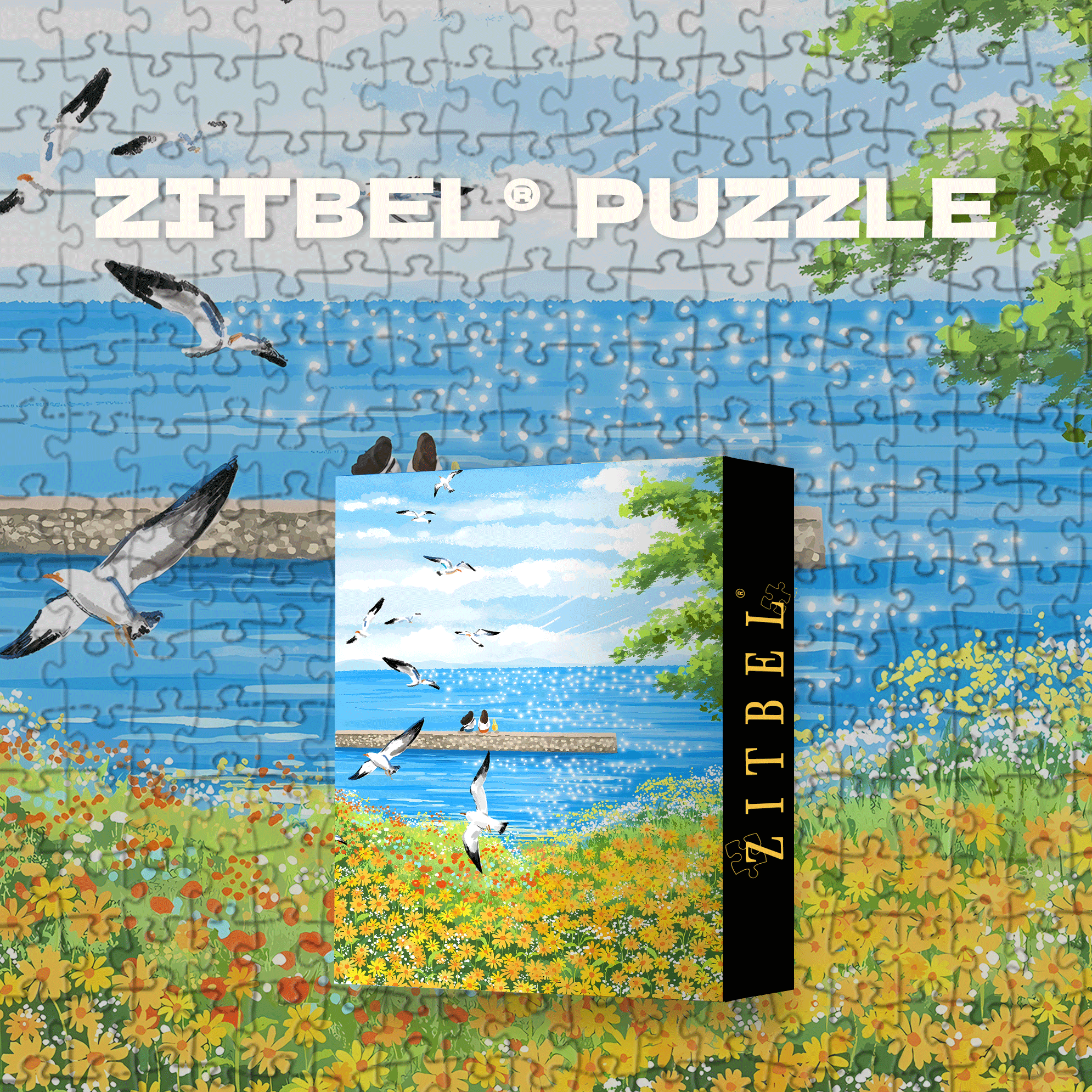 Quietly Watching The Sea 500pcs/1000pcs Jigsaw Puzzle, Scratch-Resistant, Interactive Family Game & Brain-Boosting DIY Decor, Perfect for Halloween, Christmas & New Year Gifts, Family Puzzle Game