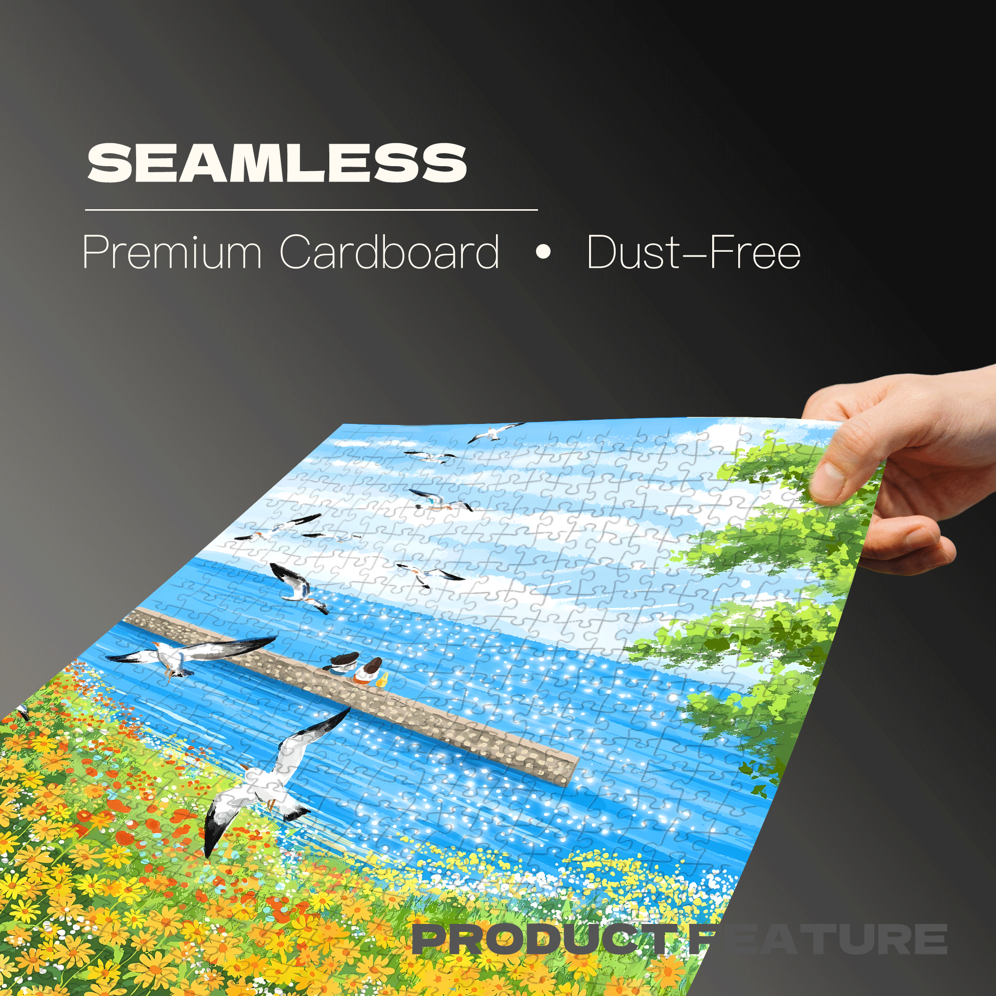 Quietly Watching The Sea 500pcs/1000pcs Jigsaw Puzzle, Scratch-Resistant, Interactive Family Game & Brain-Boosting DIY Decor, Perfect for Halloween, Christmas & New Year Gifts, Family Puzzle Game