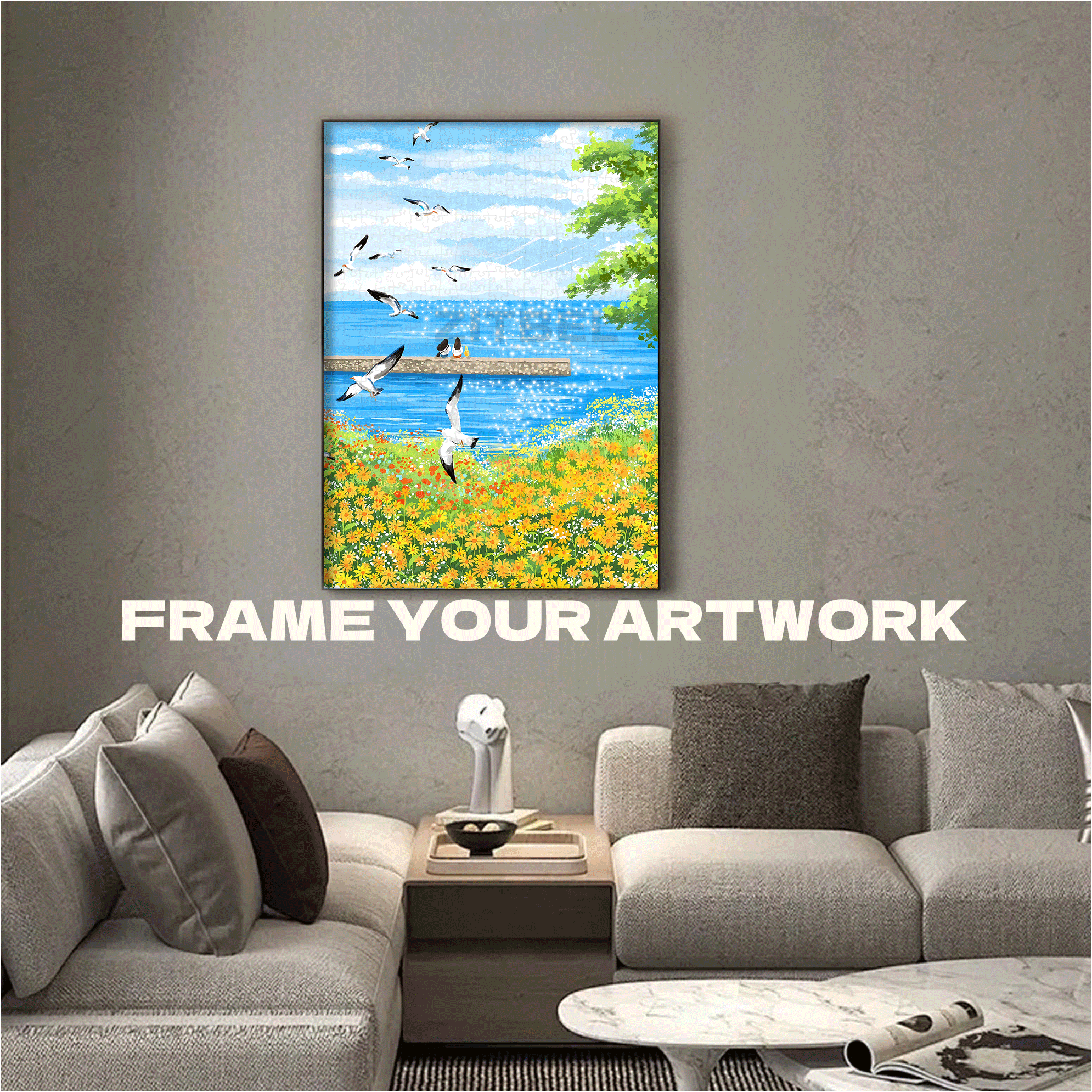 Quietly Watching The Sea 500pcs/1000pcs Jigsaw Puzzle, Scratch-Resistant, Interactive Family Game & Brain-Boosting DIY Decor, Perfect for Halloween, Christmas & New Year Gifts, Family Puzzle Game