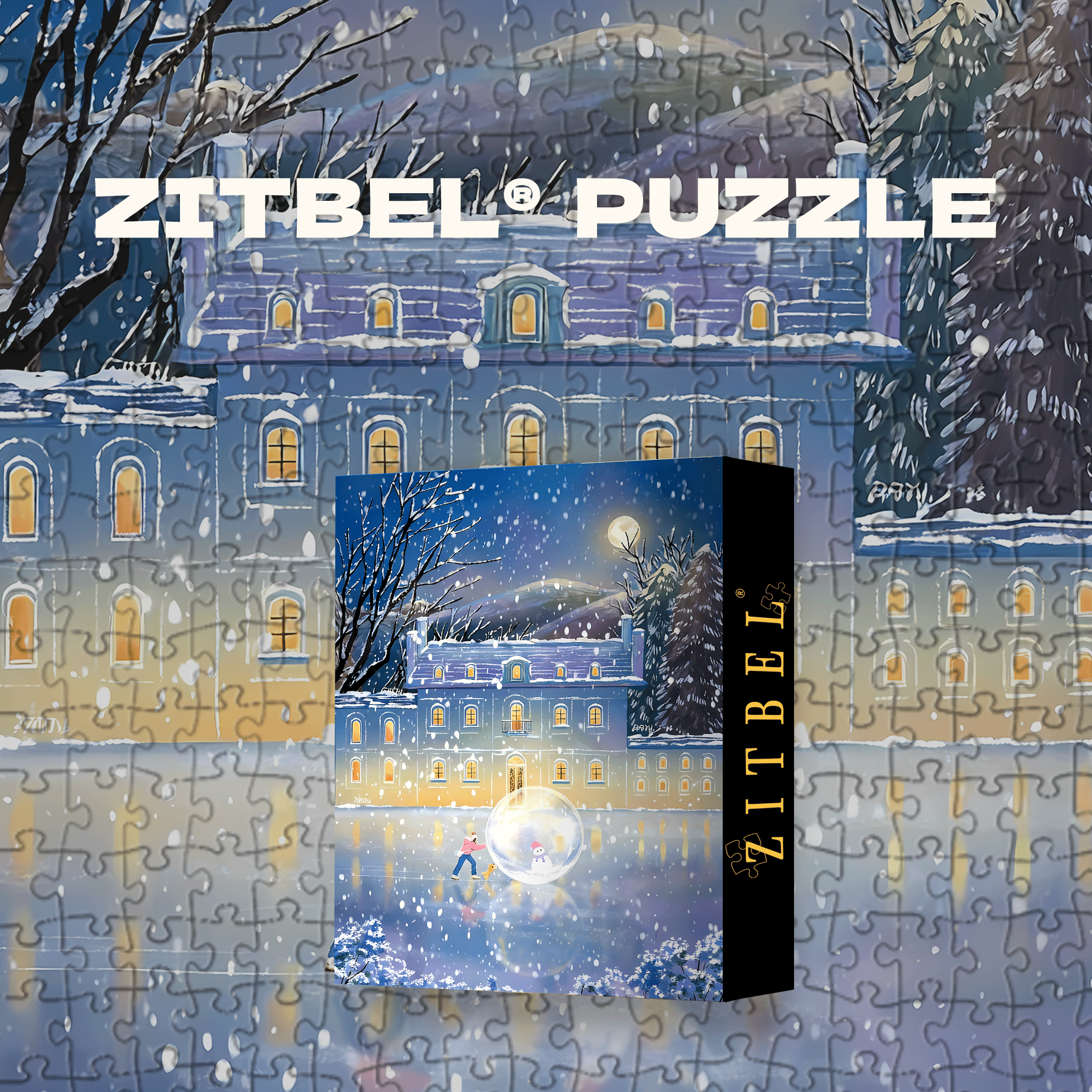 Snow Bubbles 500pcs/1000pcs Jigsaw Puzzle, Scratch-Resistant, Interactive Family Game & Brain-Boosting DIY Decor, Perfect for Halloween, Christmas & New Year Gifts, Family Puzzle Game