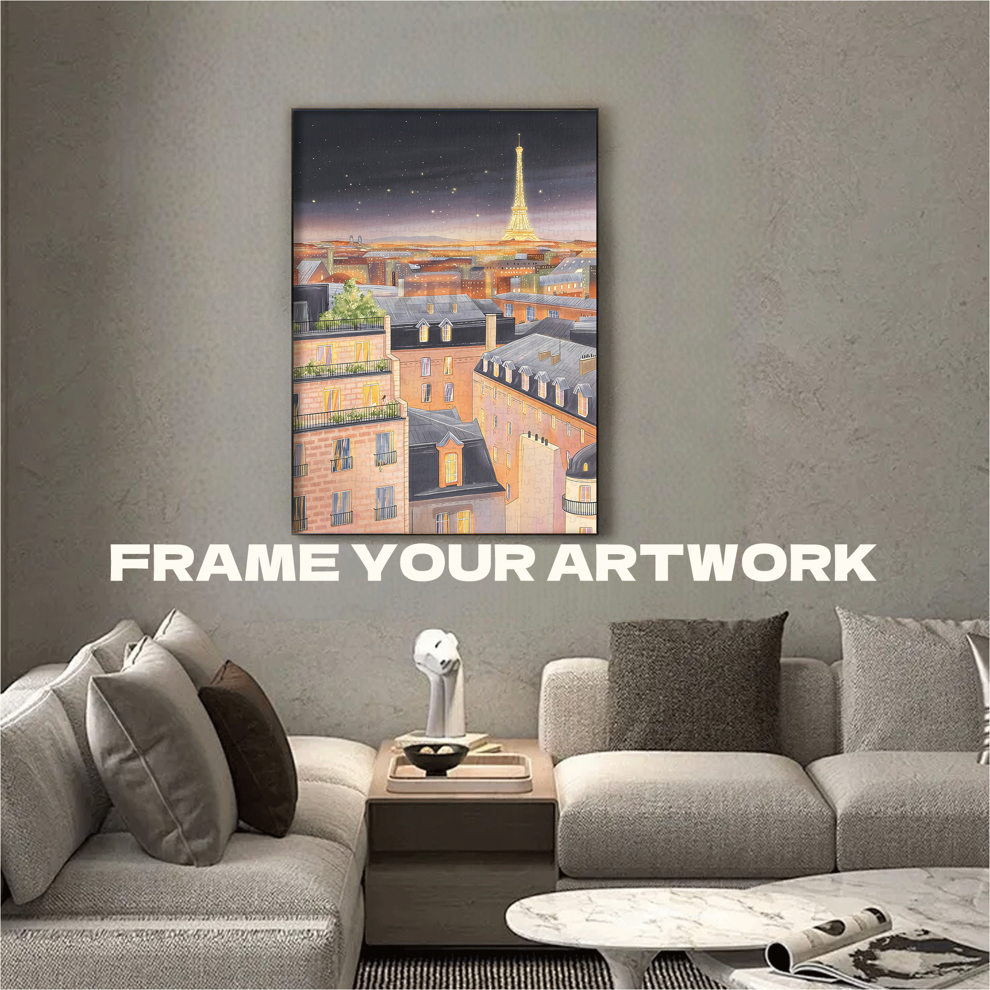 Starry Night in Paris 500pcs/1000pcs Jigsaw Puzzle, Scratch-Resistant, Interactive Family Game & Brain-Boosting DIY Decor, Perfect for Halloween, Christmas & New Year Gifts, Family Puzzle Game