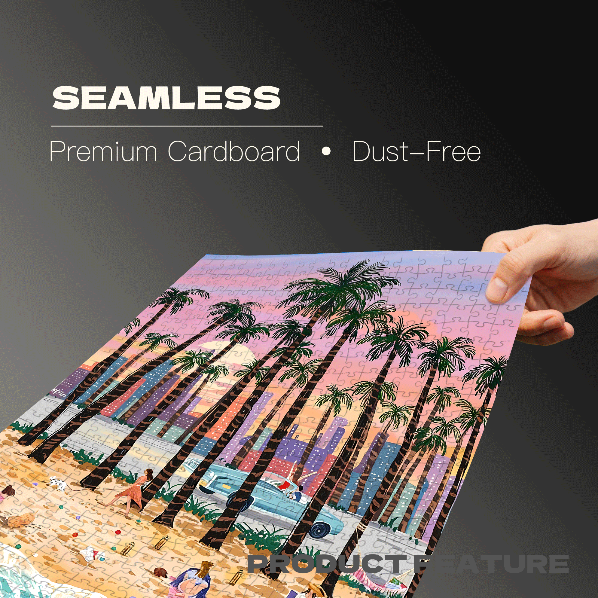 Sunset Over Palm Beach 500pcs/1000pcs Jigsaw Puzzle, Scratch-Resistant, Interactive Family Game & Brain-Boosting DIY Decor, Perfect for Halloween, Christmas & New Year Gifts, Family Puzzle Game