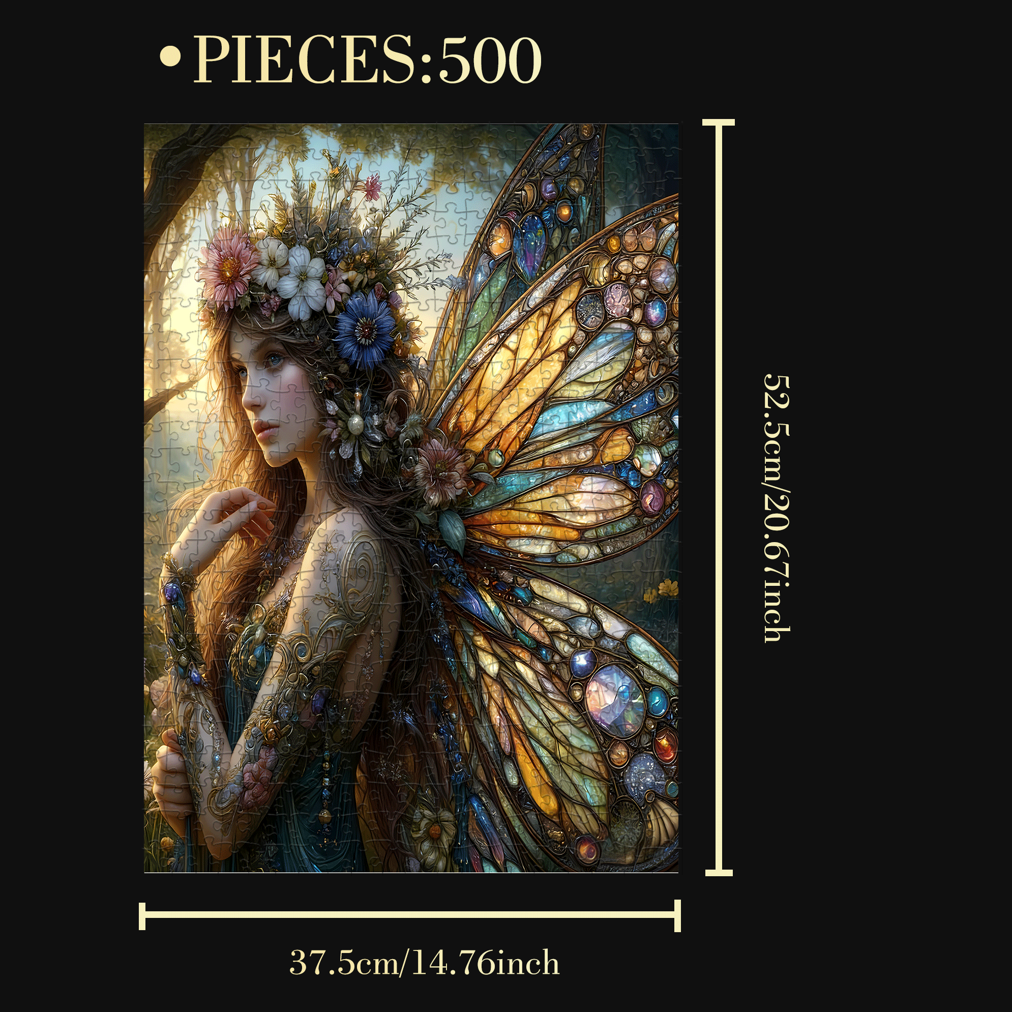 A Fairy Pattern 500pcs/1000pcs Jigsaw Puzzle, Scratch-Resistant, Interactive Family Game & Brain-Boosting DIY Decor, Perfect for Halloween, Christmas & New Year Gifts, Family Puzzle Game