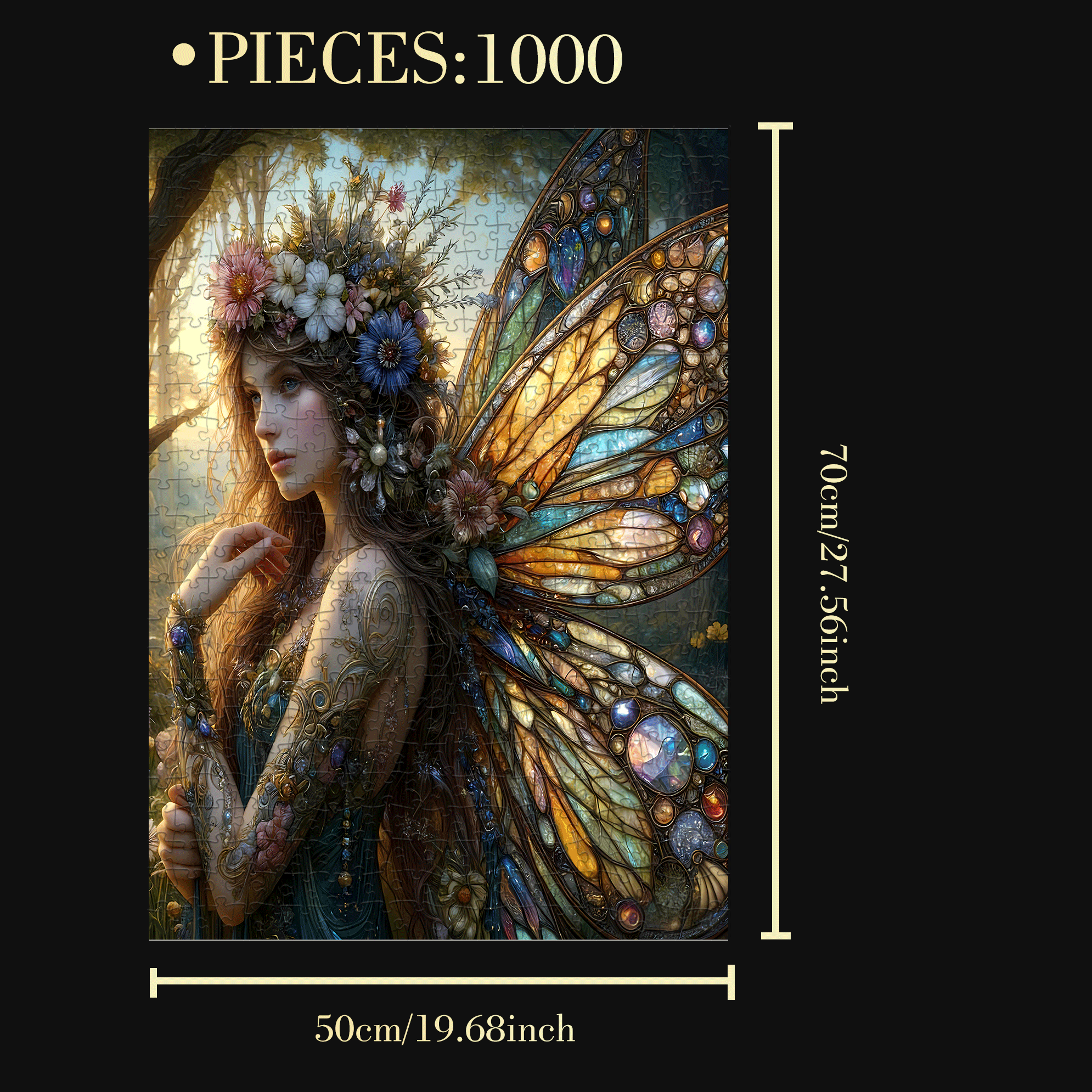 A Fairy Pattern 500pcs/1000pcs Jigsaw Puzzle, Scratch-Resistant, Interactive Family Game & Brain-Boosting DIY Decor, Perfect for Halloween, Christmas & New Year Gifts, Family Puzzle Game