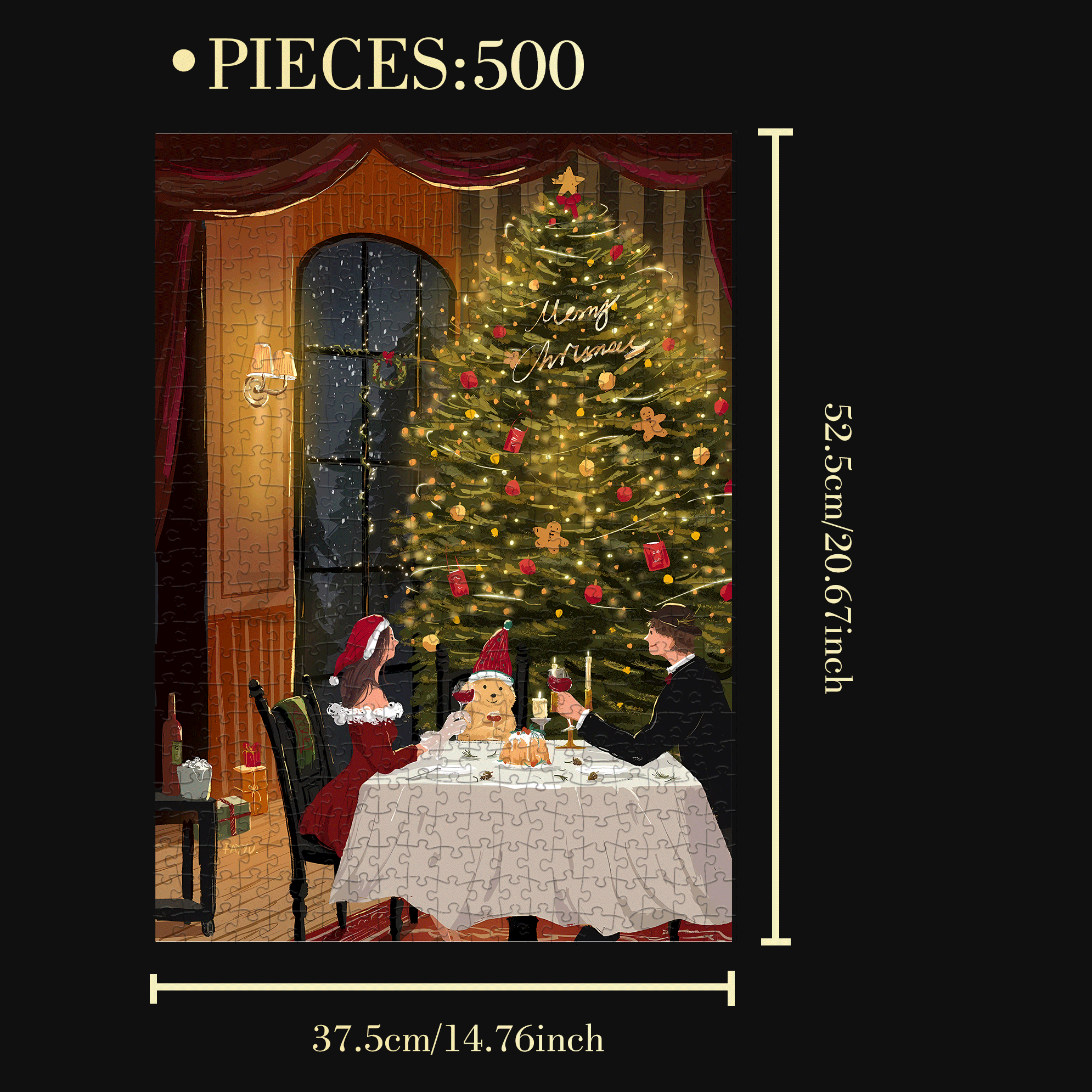 A Romantic Date On Christmas Eve 500pcs/1000pcs Jigsaw Puzzle, Scratch-Resistant, Interactive Family Game & Brain-Boosting DIY Decor, Perfect for Halloween, Christmas & New Year Gifts, Family Puzzle Game