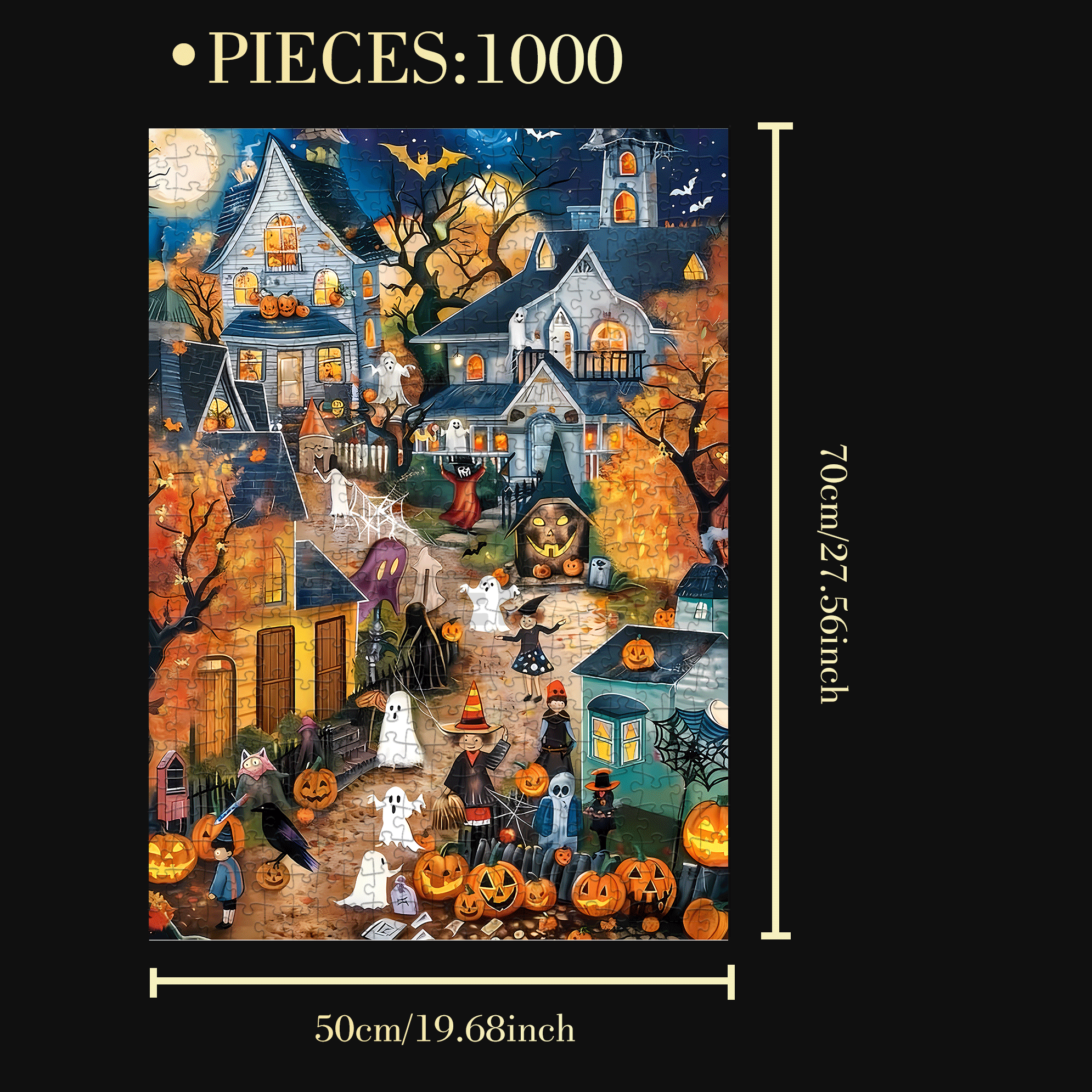 Celebration Day 500pcs/1000pcs Jigsaw Puzzle, Scratch-Resistant, Interactive Family Game & Brain-Boosting DIY Decor, Perfect for Halloween, Christmas & New Year Gifts, Family Puzzle Game
