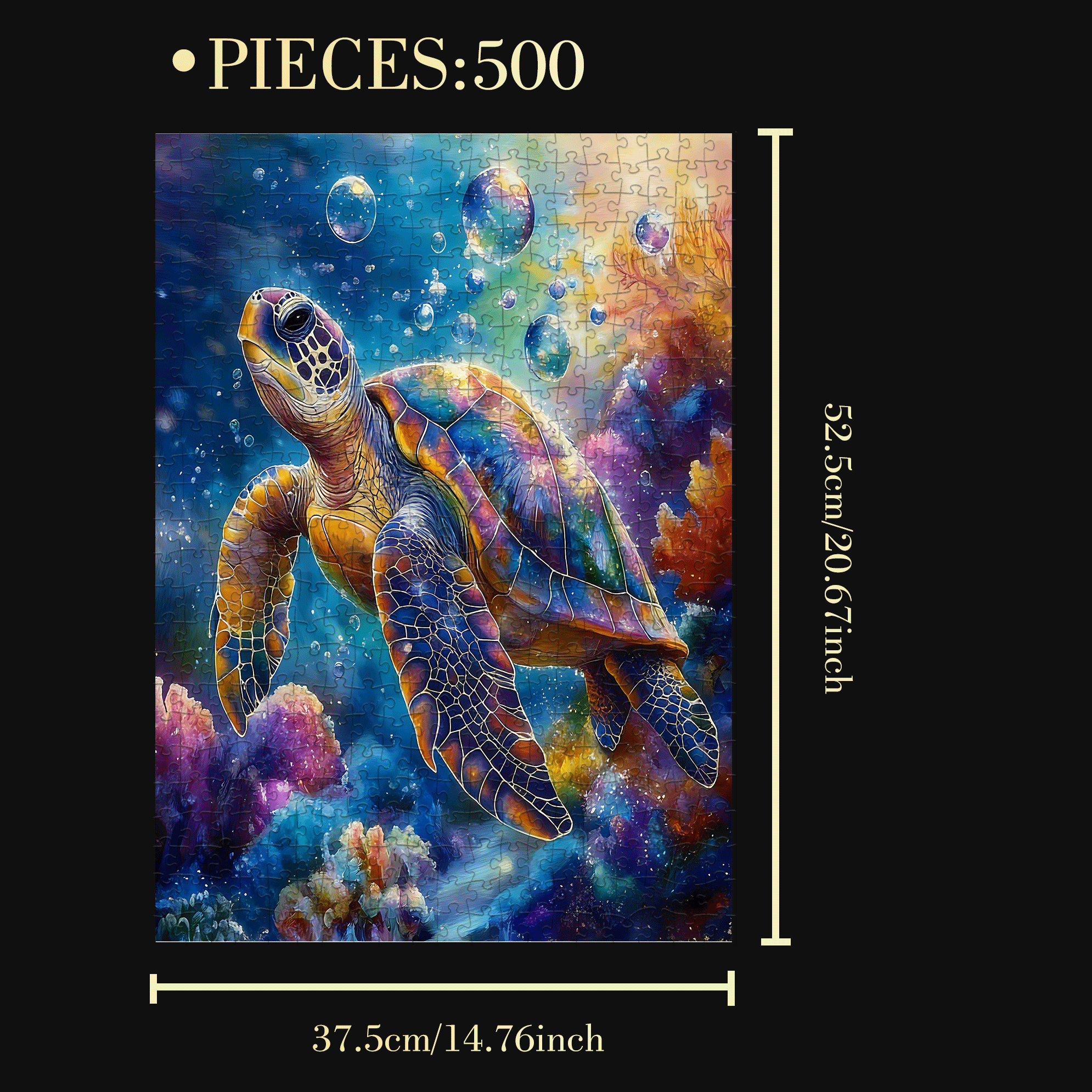 Coral Sea Turtle 500pcs/1000pcs Jigsaw Puzzle, Scratch-Resistant, Interactive Family Game & Brain-Boosting DIY Decor, Perfect for Halloween, Christmas & New Year Gifts, Family Puzzle Game