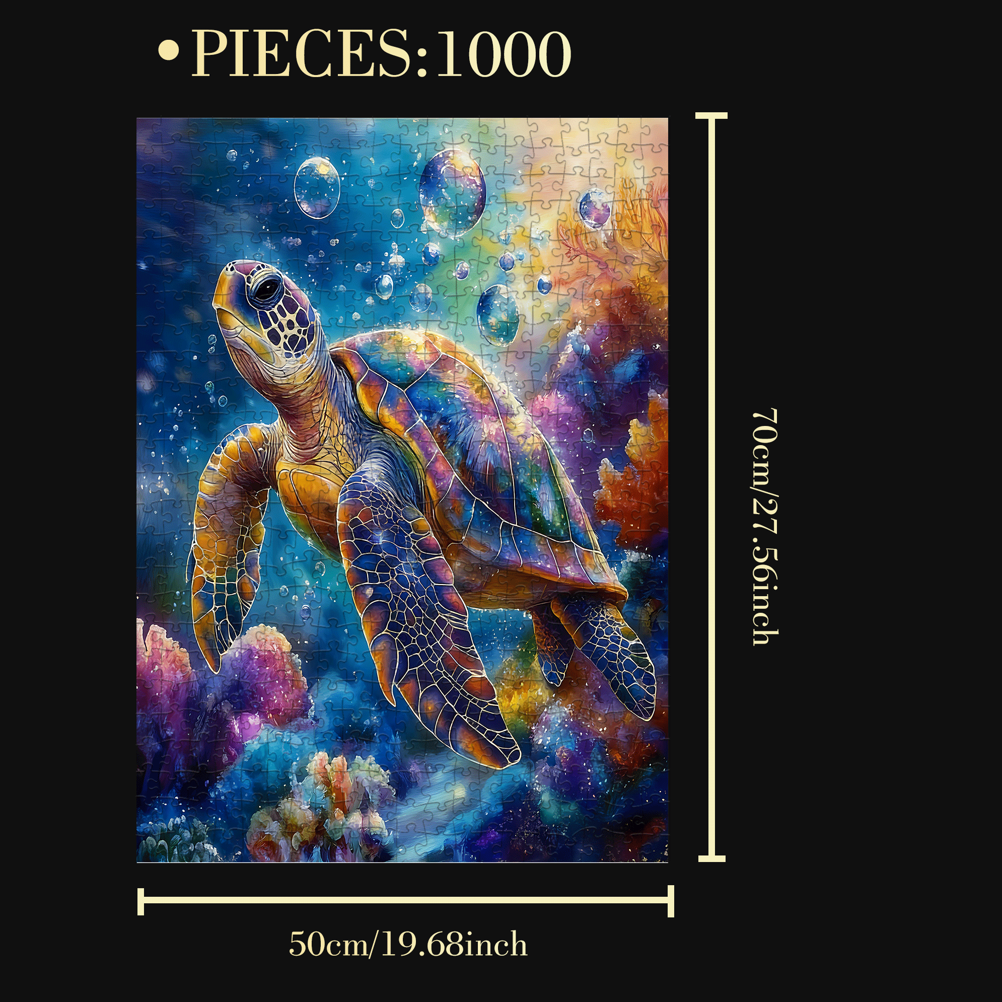 Coral Sea Turtle 500pcs/1000pcs Jigsaw Puzzle, Scratch-Resistant, Interactive Family Game & Brain-Boosting DIY Decor, Perfect for Halloween, Christmas & New Year Gifts, Family Puzzle Game