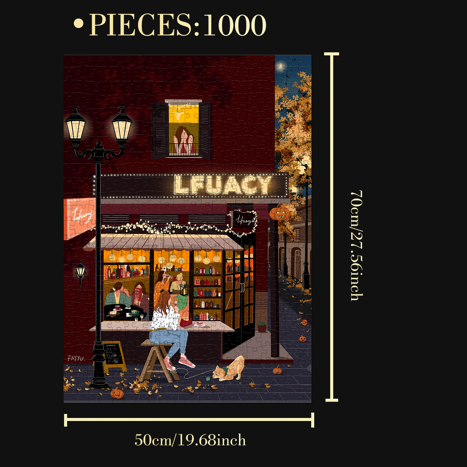 Corner Pub 500pcs/1000pcs Jigsaw Puzzle, Scratch-Resistant, Interactive Family Game & Brain-Boosting DIY Decor, Perfect for Halloween, Christmas & New Year Gifts, Family Puzzle Game