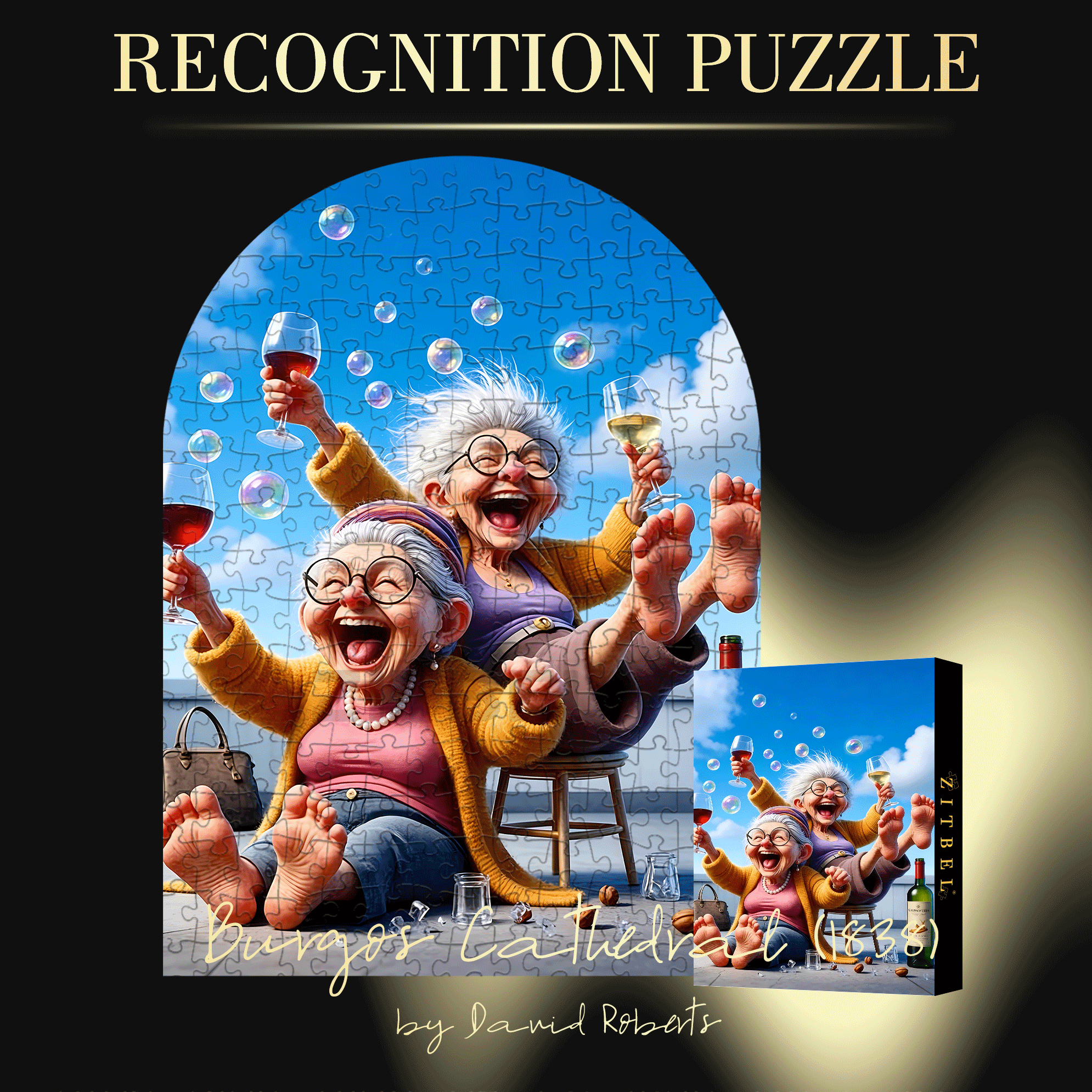 Crazy Old Lady 500pcs/1000pcs Jigsaw Puzzle, Scratch-Resistant, Interactive Family Game & Brain-Boosting DIY Decor, Perfect for Halloween, Christmas & New Year Gifts, Family Puzzle Game