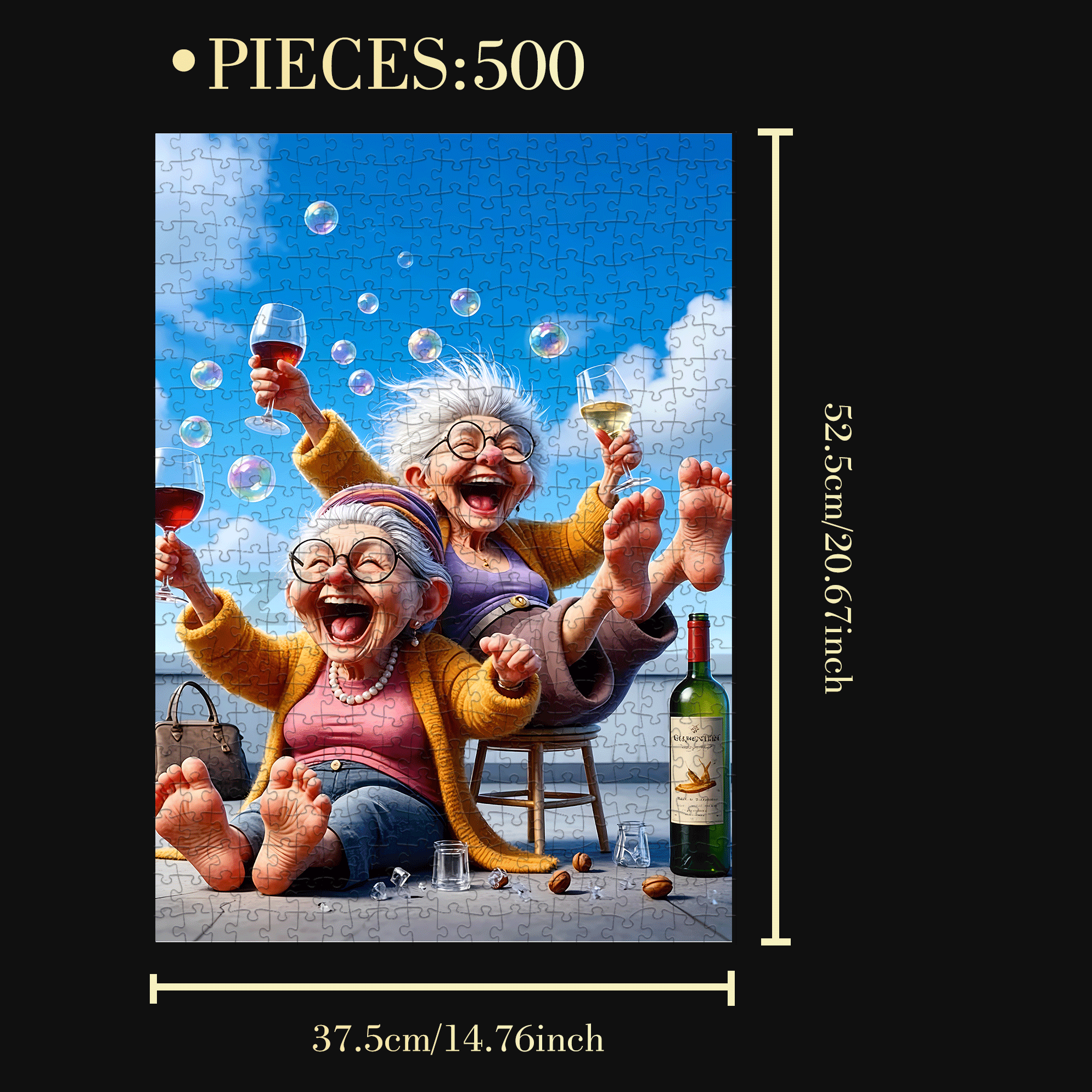 Crazy Old Lady 500pcs/1000pcs Jigsaw Puzzle, Scratch-Resistant, Interactive Family Game & Brain-Boosting DIY Decor, Perfect for Halloween, Christmas & New Year Gifts, Family Puzzle Game