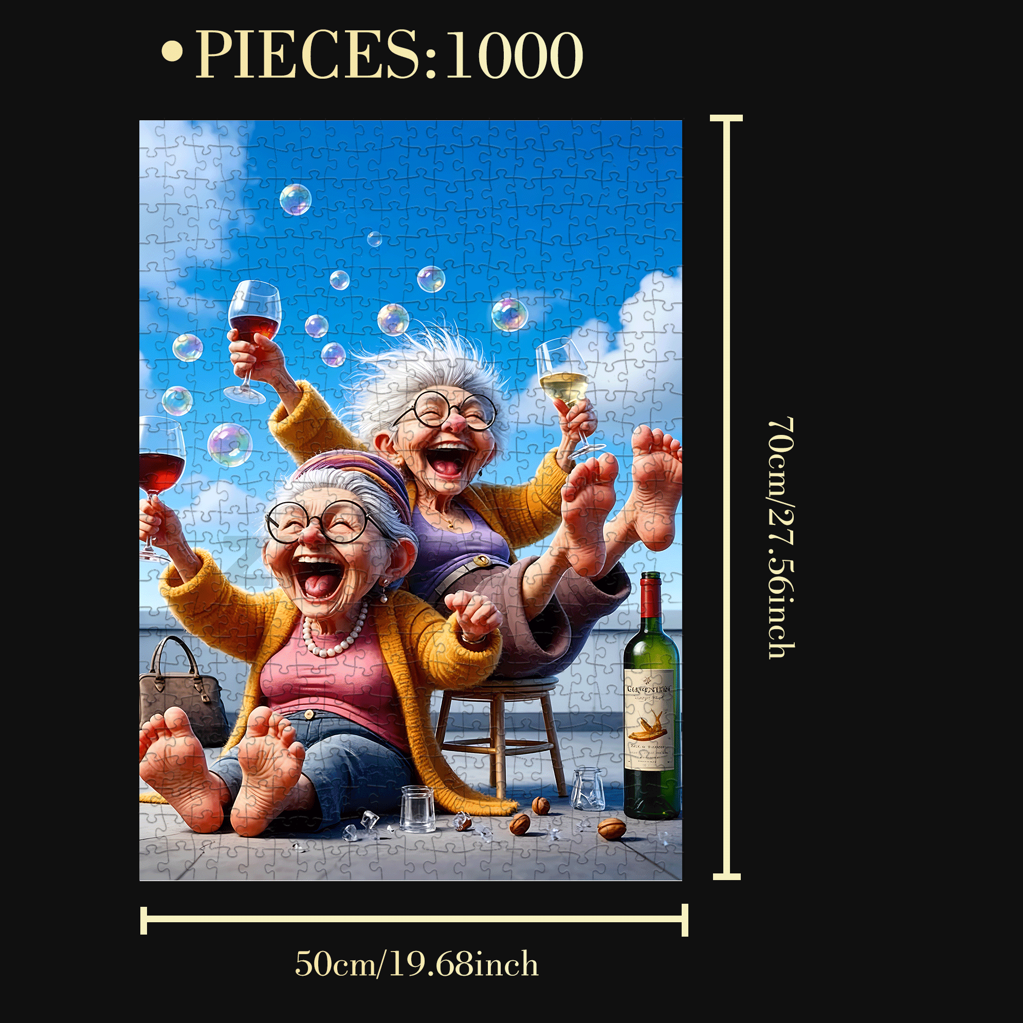 Crazy Old Lady 500pcs/1000pcs Jigsaw Puzzle, Scratch-Resistant, Interactive Family Game & Brain-Boosting DIY Decor, Perfect for Halloween, Christmas & New Year Gifts, Family Puzzle Game