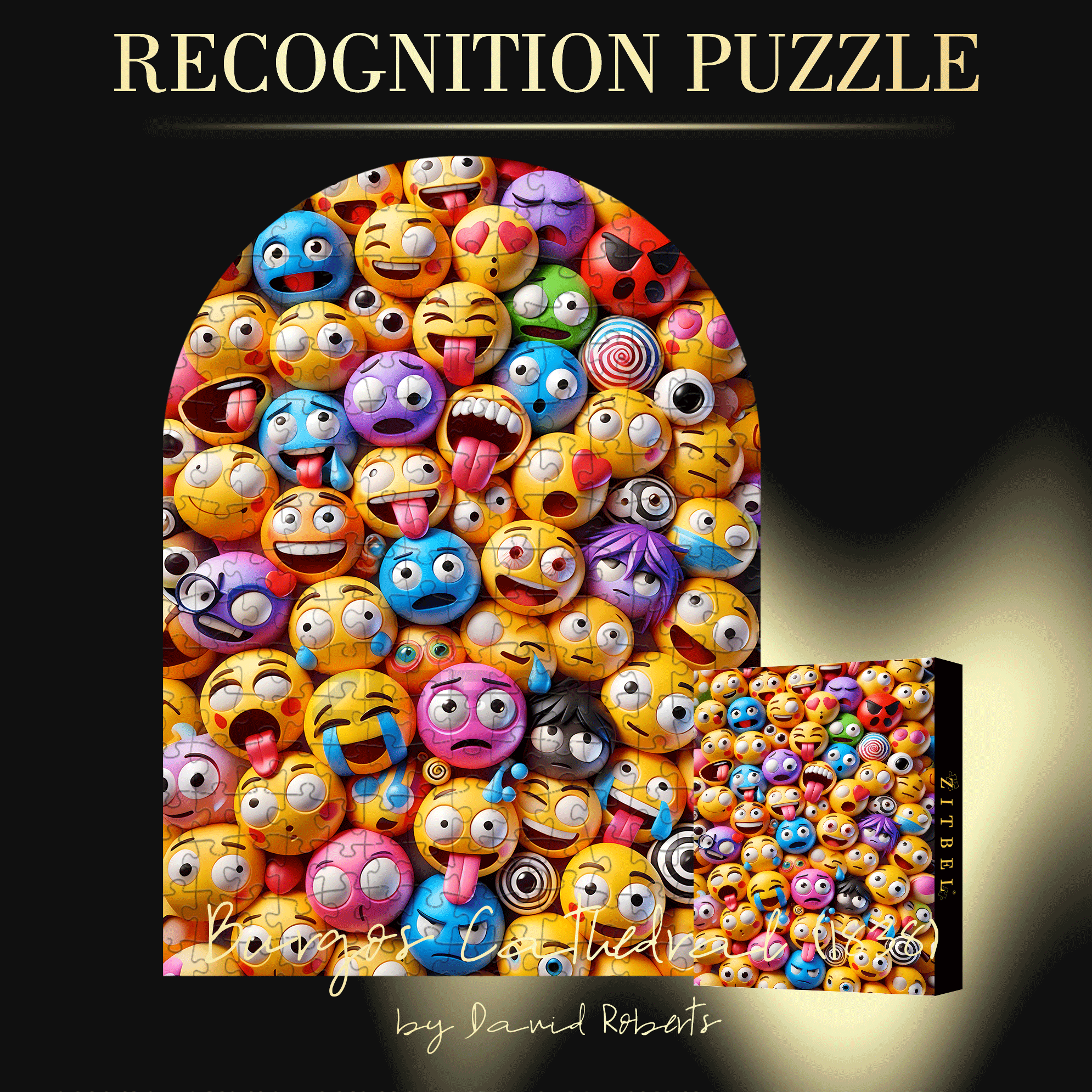 Emoji 500pcs/1000pcs Jigsaw Puzzle, Scratch-Resistant, Interactive Family Game & Brain-Boosting DIY Decor, Perfect for Halloween, Christmas & New Year Gifts, Family Puzzle Game