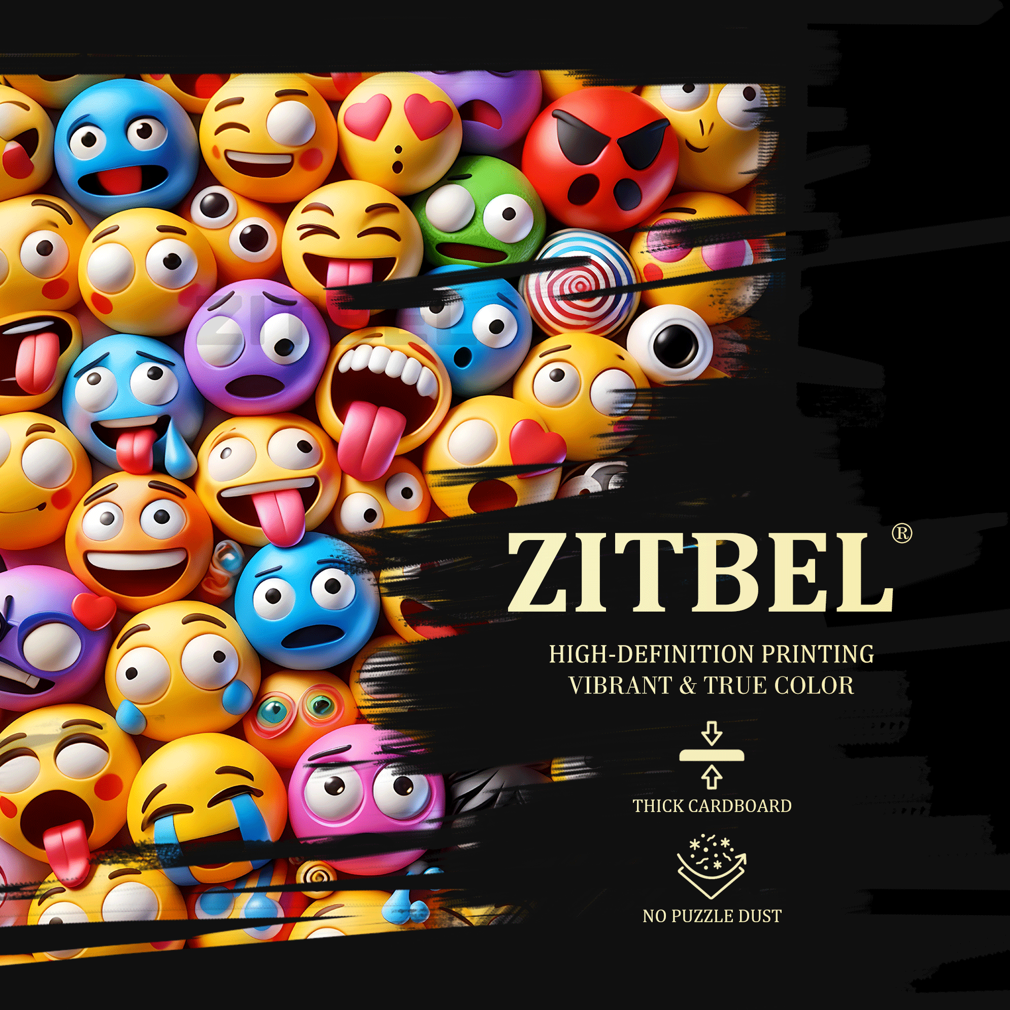 Emoji 500pcs/1000pcs Jigsaw Puzzle, Scratch-Resistant, Interactive Family Game & Brain-Boosting DIY Decor, Perfect for Halloween, Christmas & New Year Gifts, Family Puzzle Game